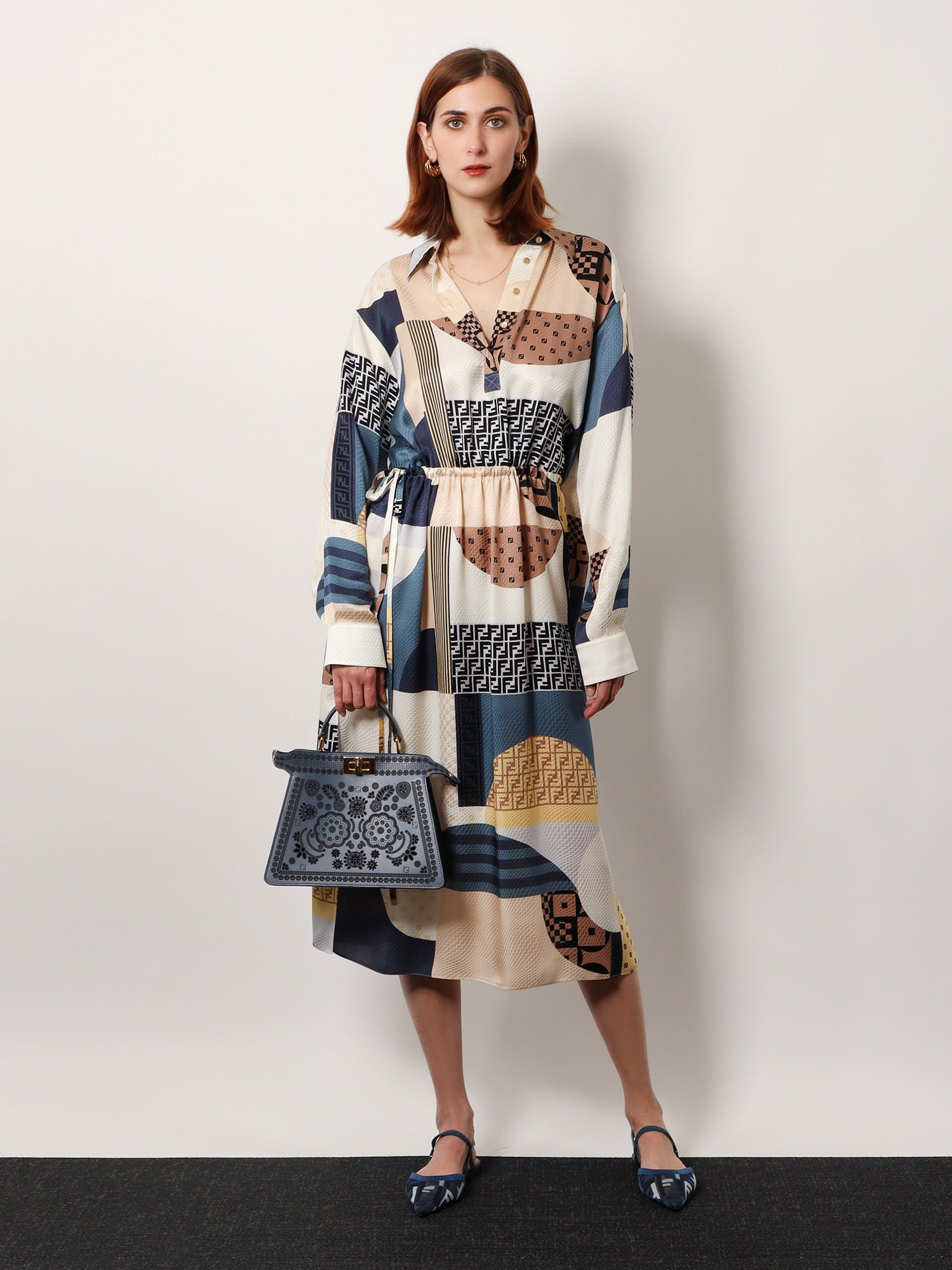 Fendi Patchwork Silk Dress