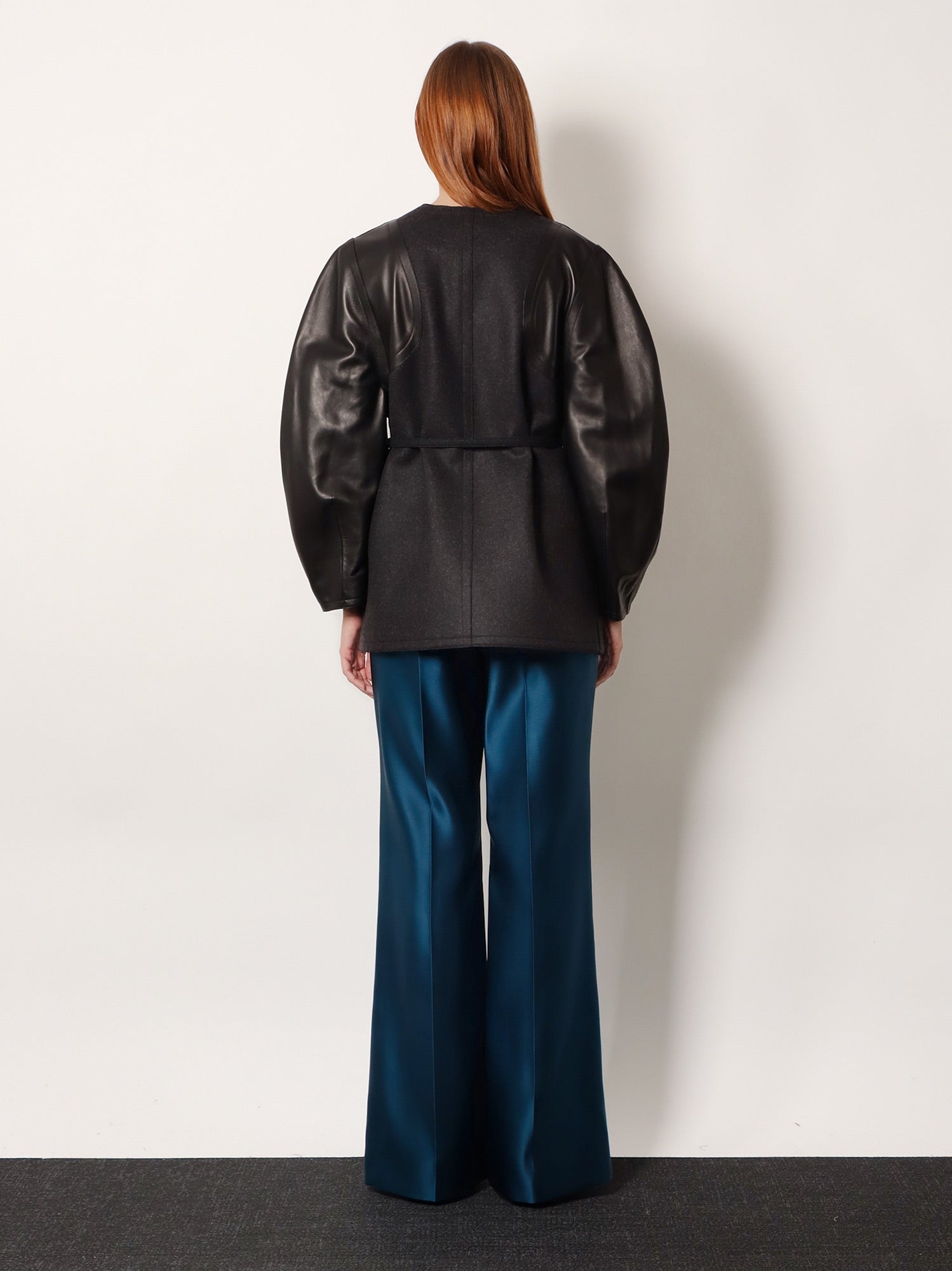 Fendi Virgin Wool Coat With Leather Sleeves