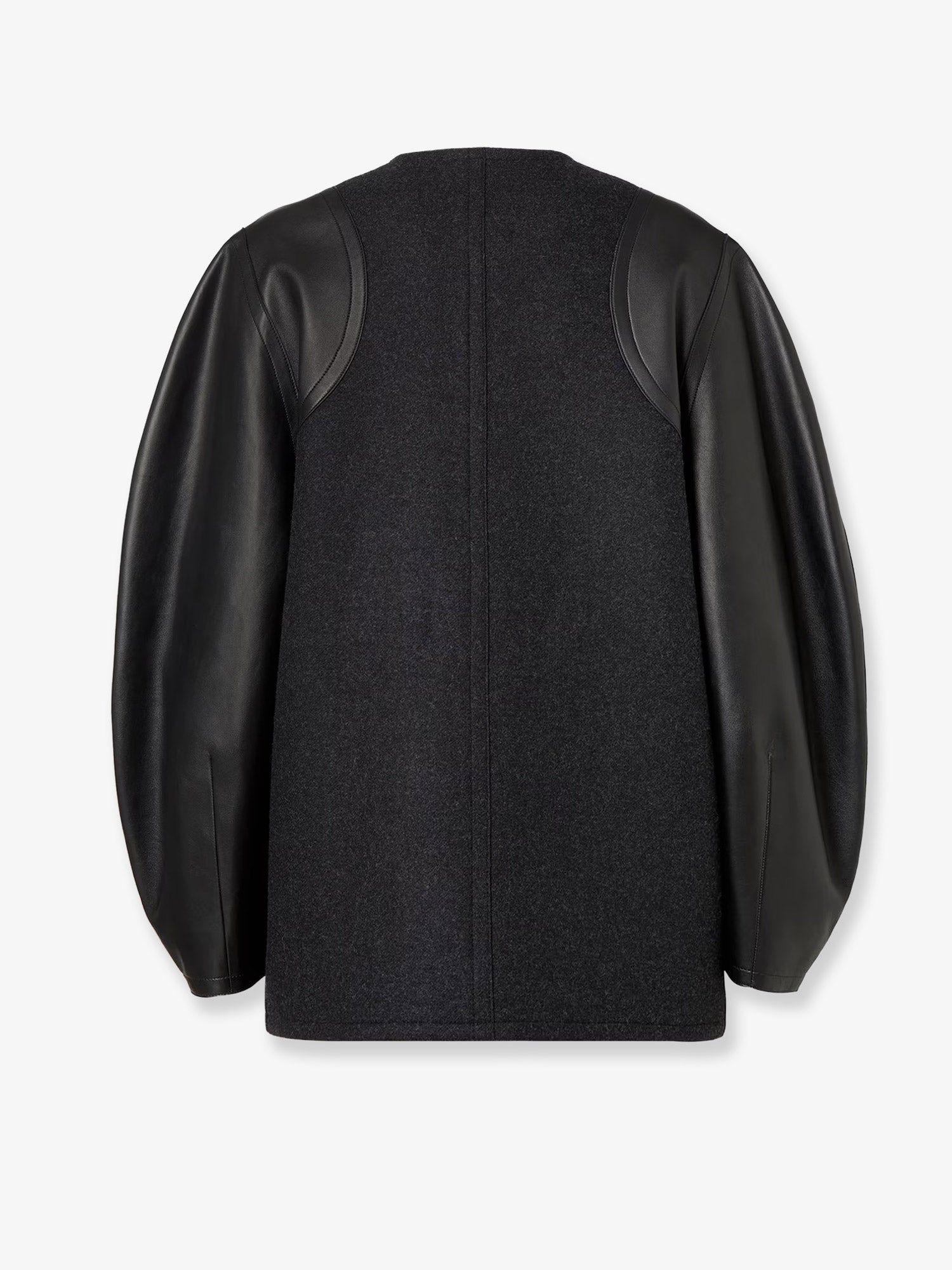 Fendi Virgin Wool Coat With Leather Sleeves