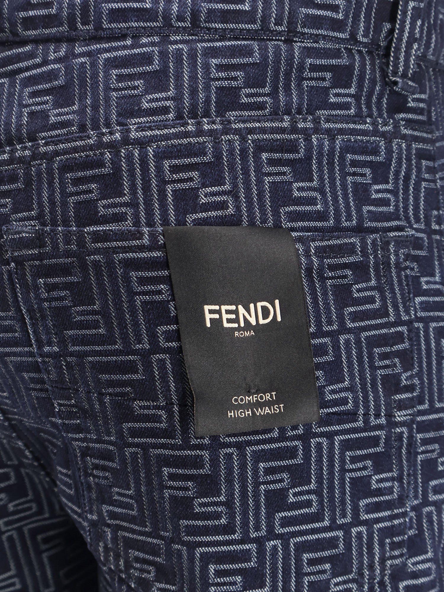 Fendi Denim Bermuda Shorts With All-over Ff Logo