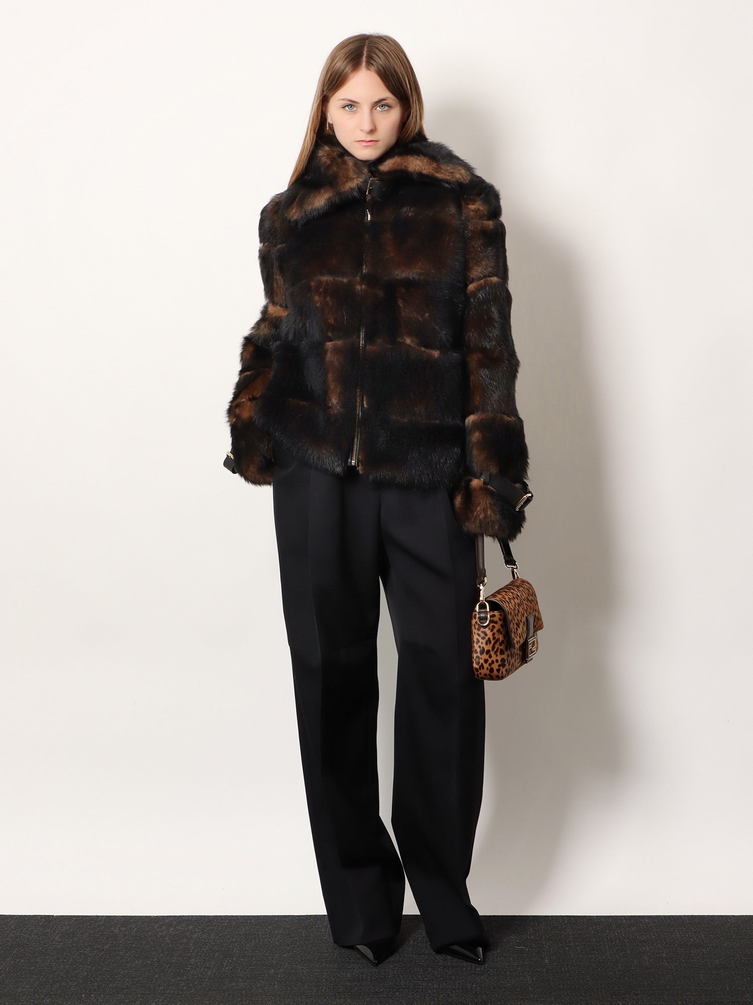 Fendi Brown Backed Sheepskin And Nappa Jacket