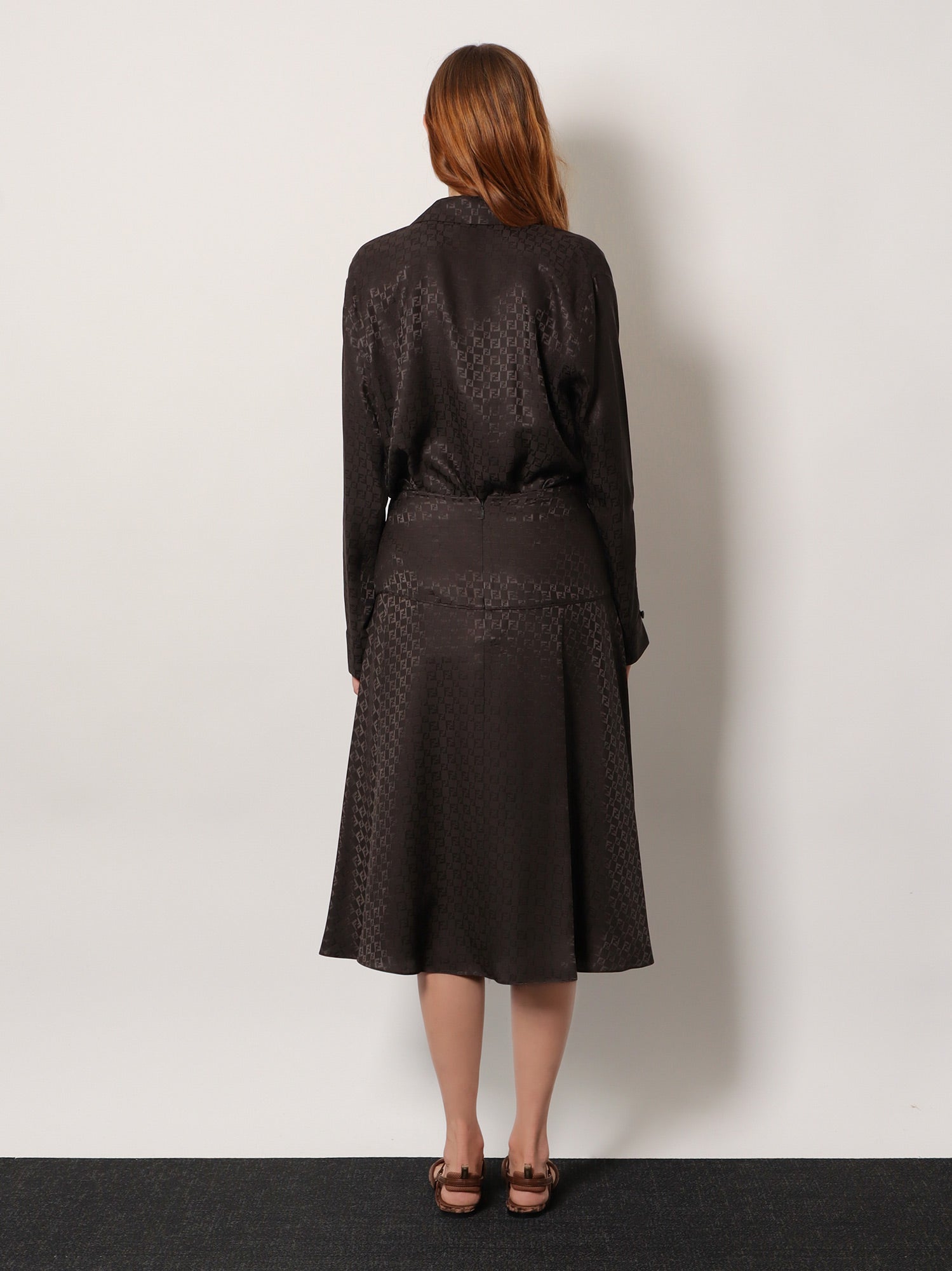 Fendi Midi Ff Jacquard Silk Skirt