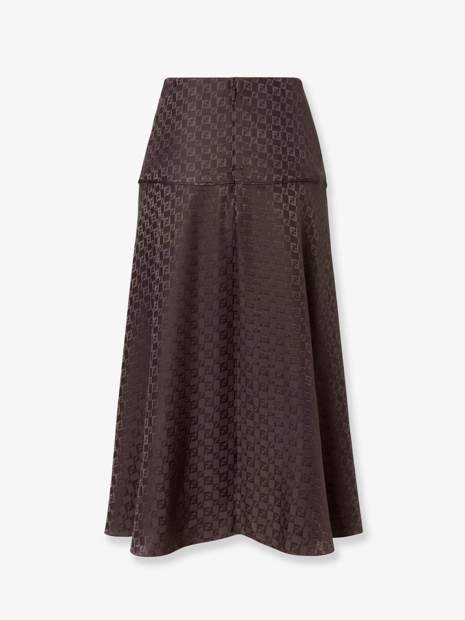 Fendi Midi Ff Jacquard Silk Skirt