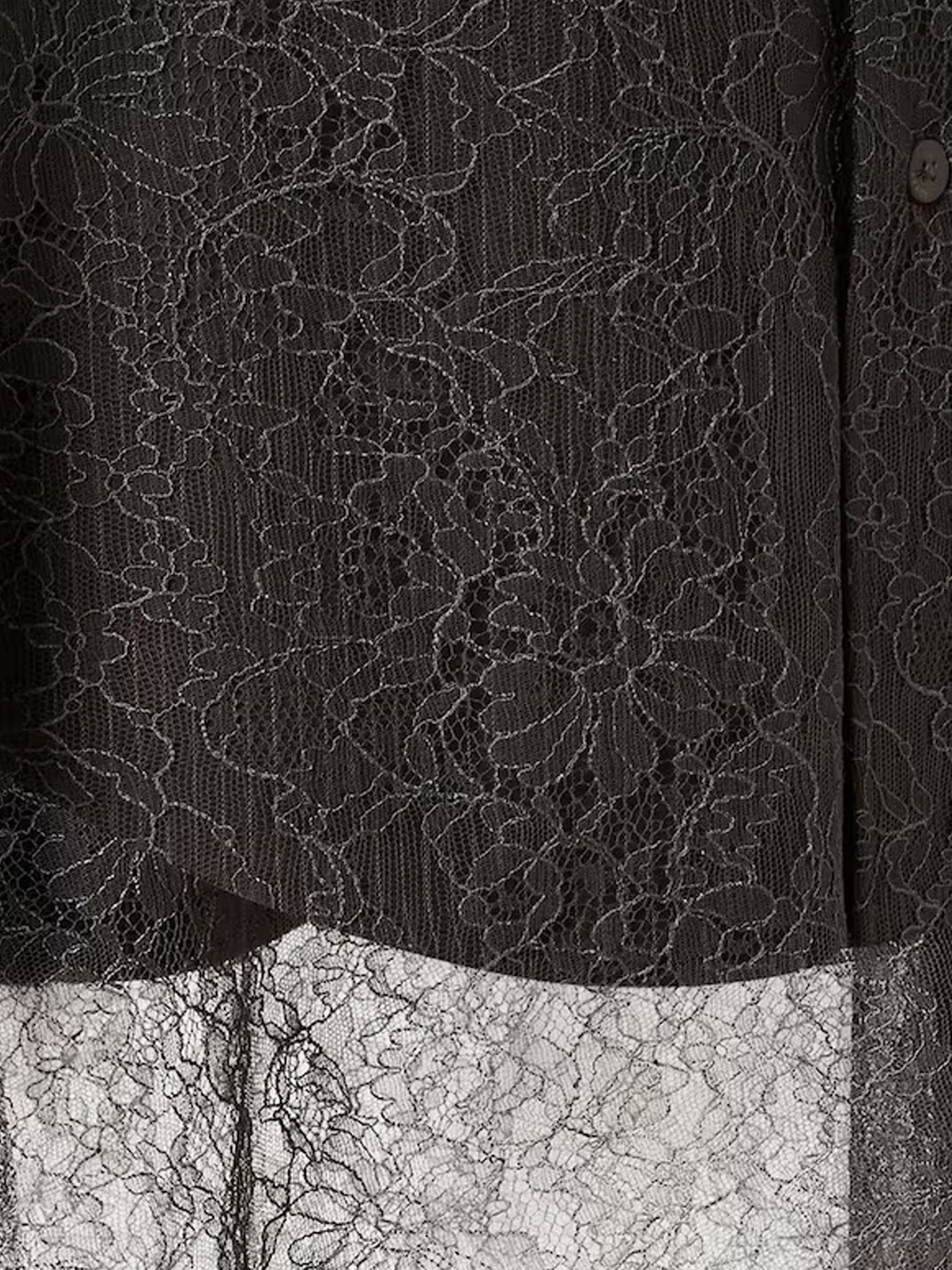 Fendi Pinstriped Wool Shirt With Lace Insert