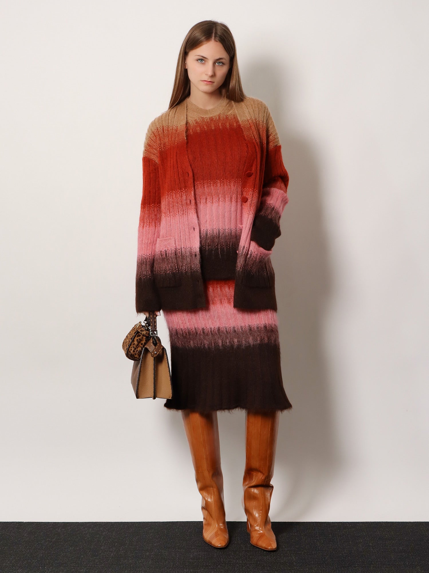 Fendi Dégradé Mohair And Wool Skirt