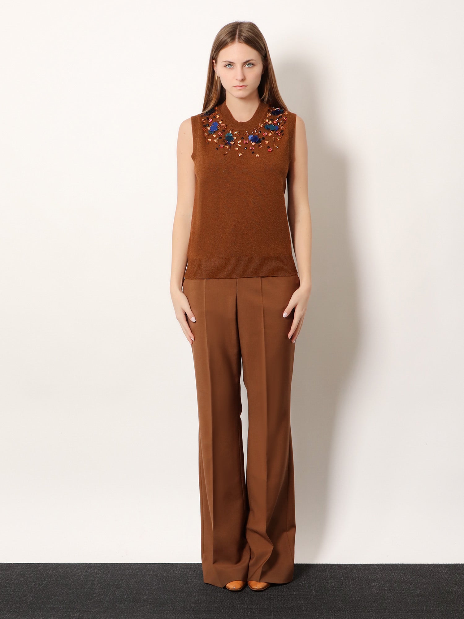 Fendi Sleeveless Wool And Cashmere Sweater