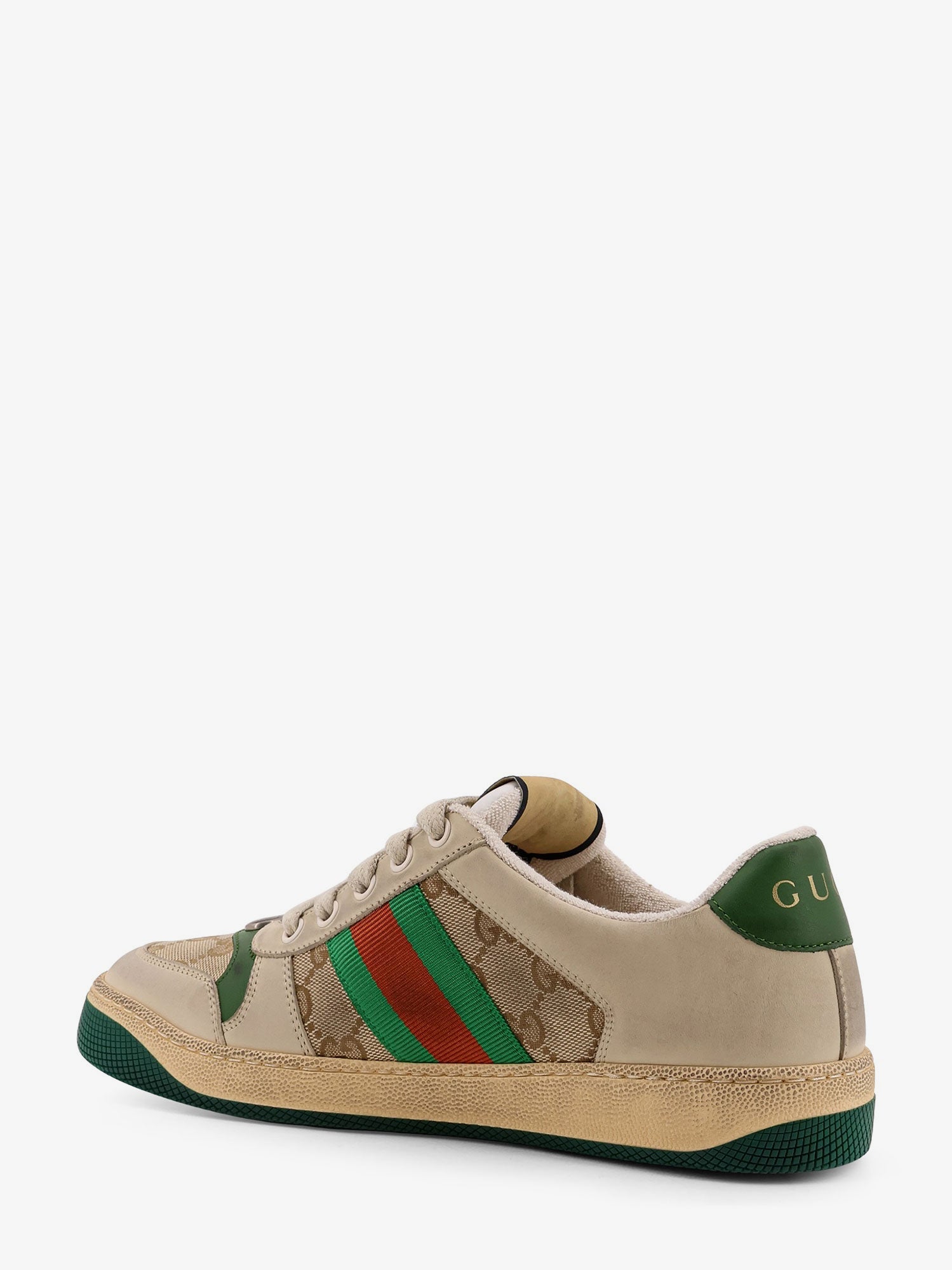 Gucci Screener Low-top Leather And Supreme Gg Fabric Sneakers