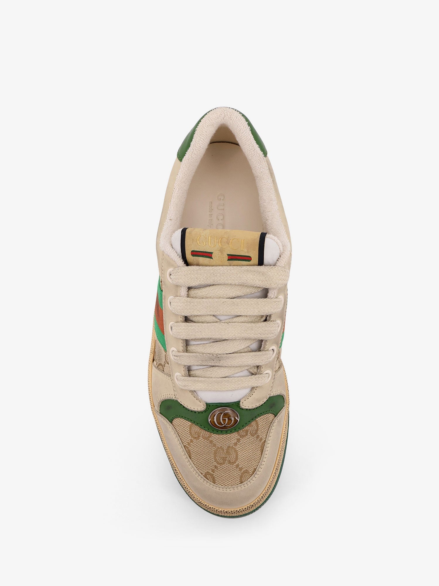 Gucci Screener Low-top Leather And Supreme Gg Fabric Sneakers