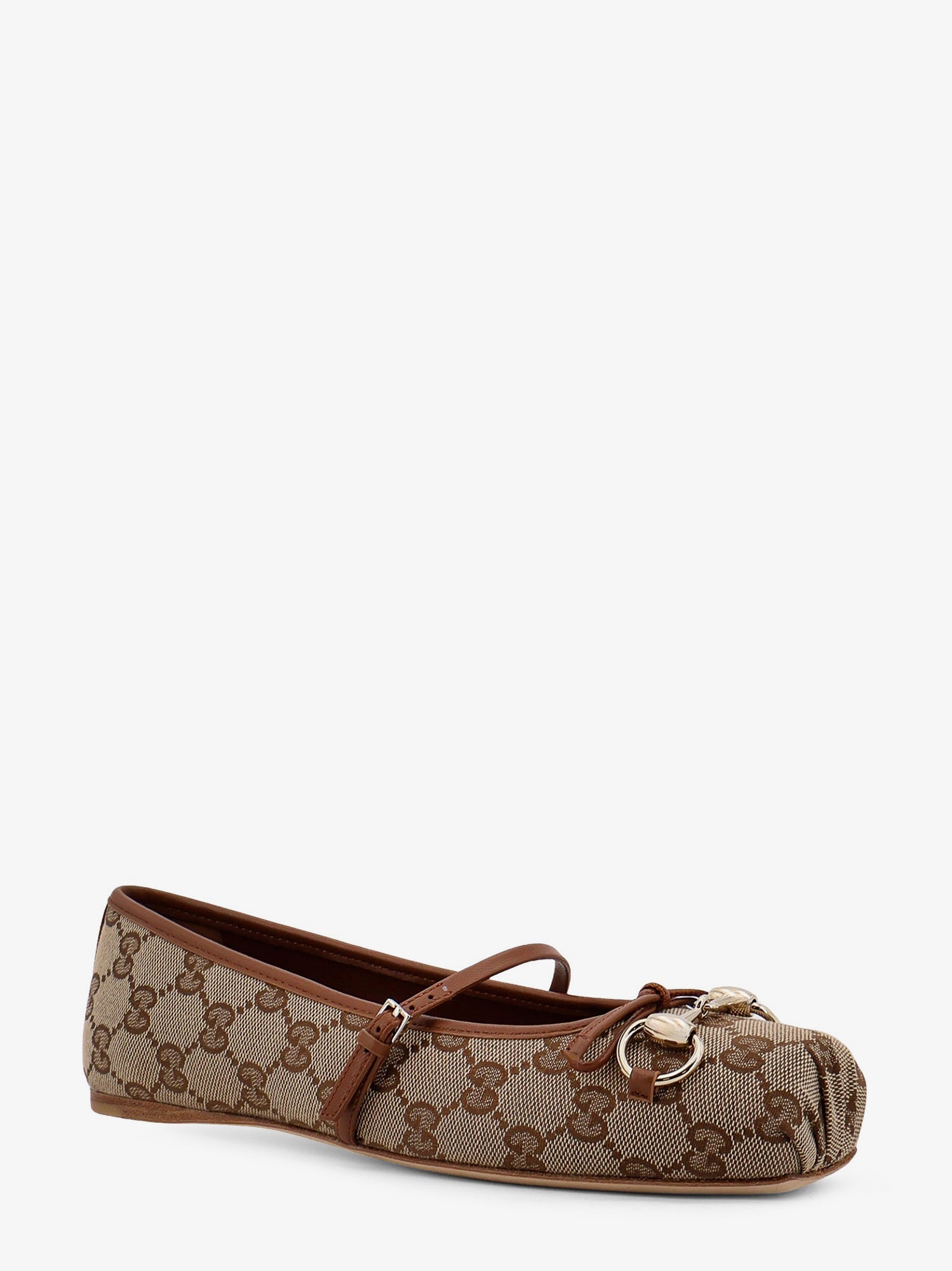 Gucci Gg Fabric Ballerinas With Metal Horsebit