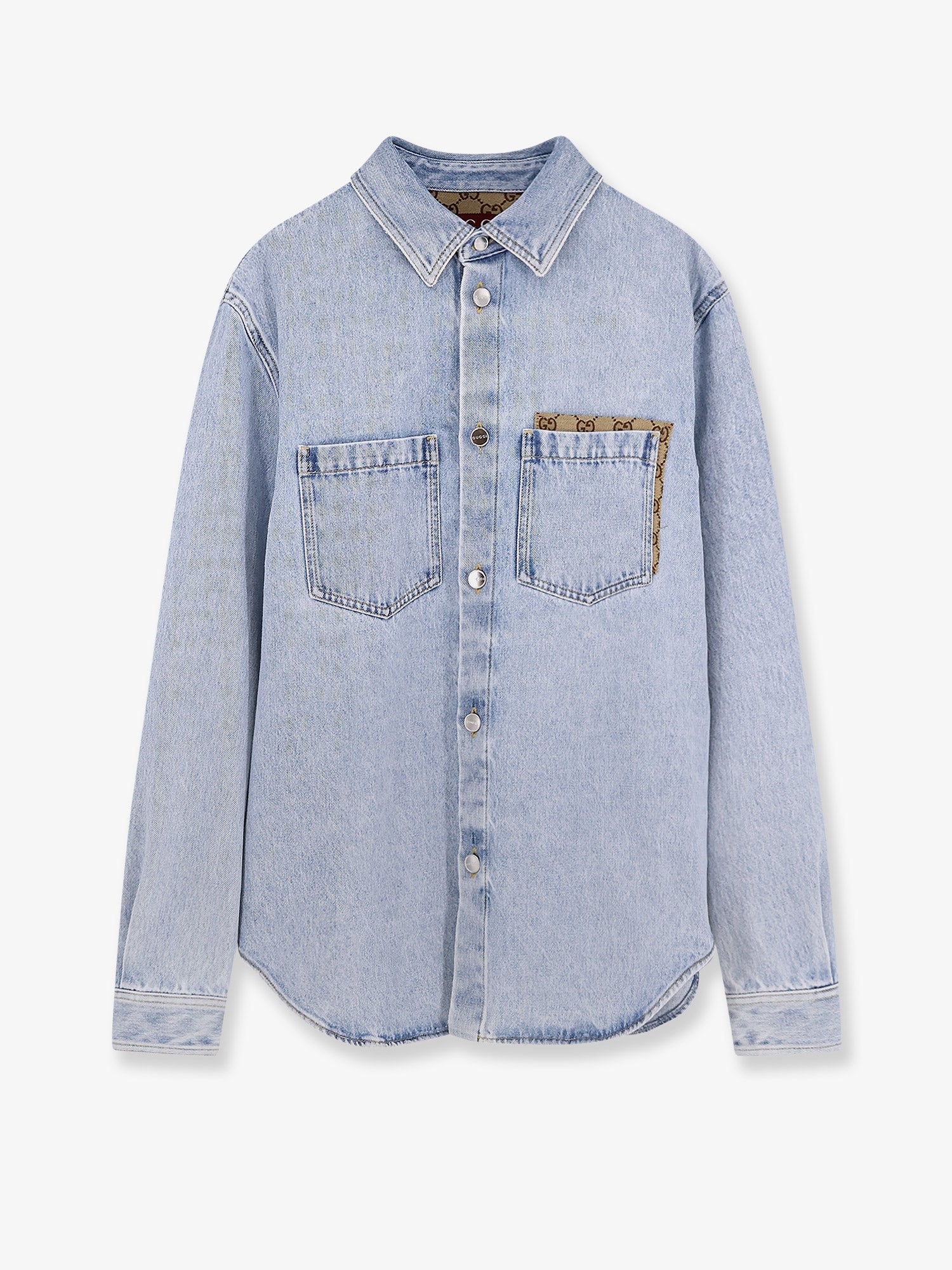 Gucci Denim Shirt With Gg Insert