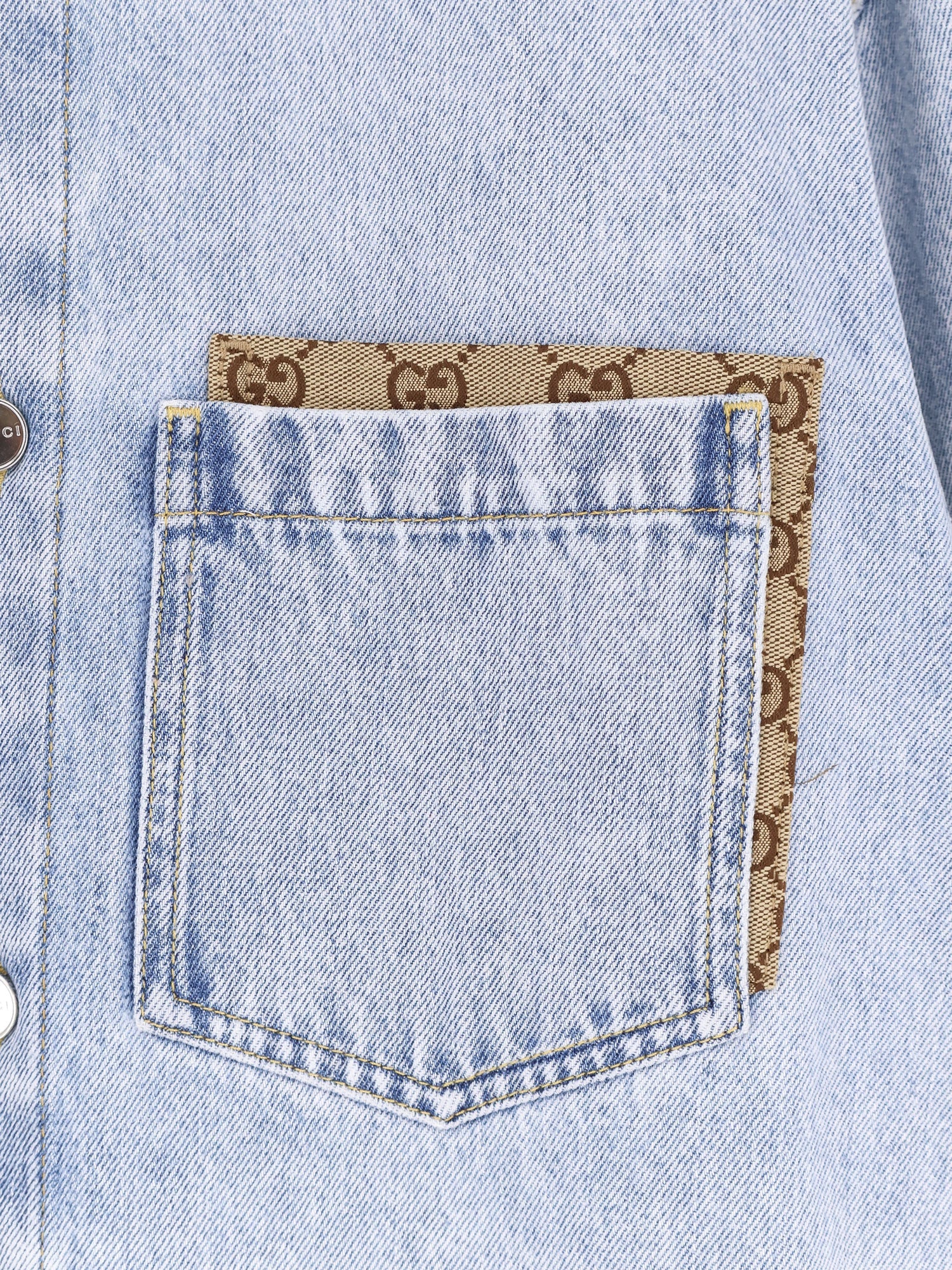 Gucci Denim Shirt With Gg Insert
