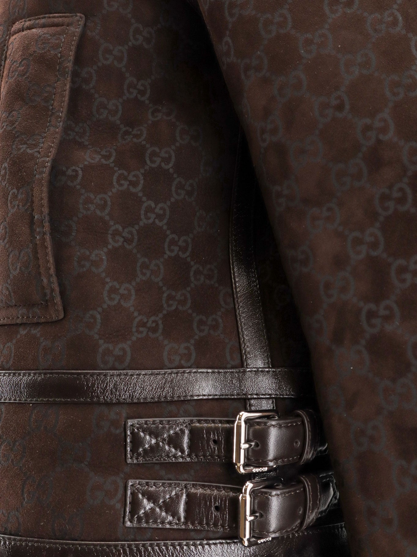 Gucci Suede Jacket With Gg Motif