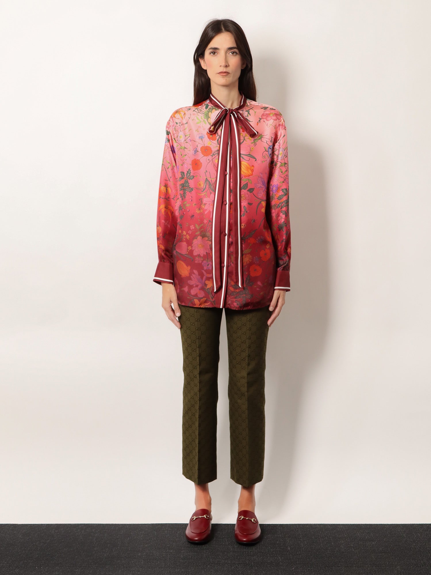 Gucci Silk Shirt With Gucci Flora Print