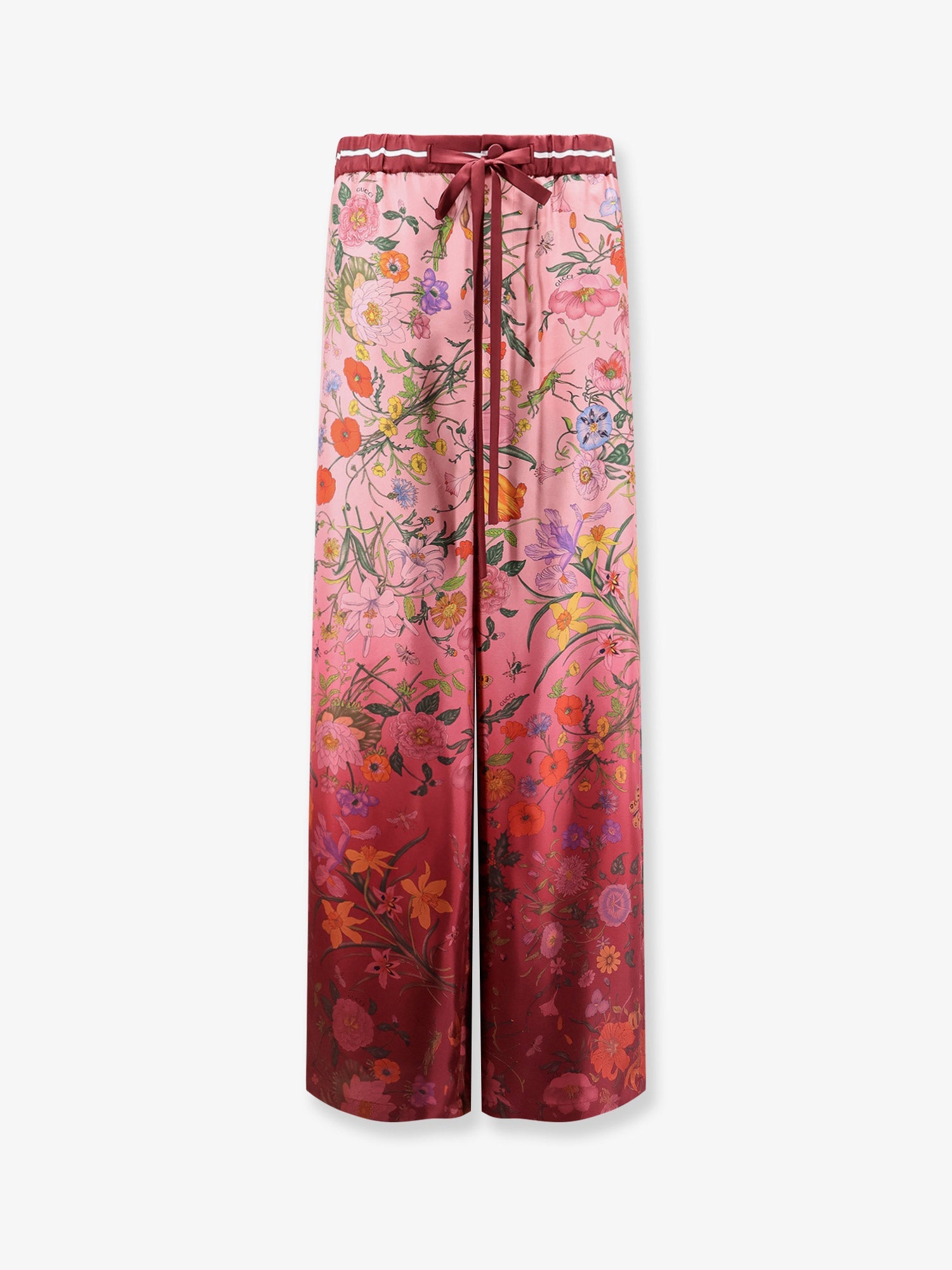 Gucci Silk Trousers With Gucci Flora Print