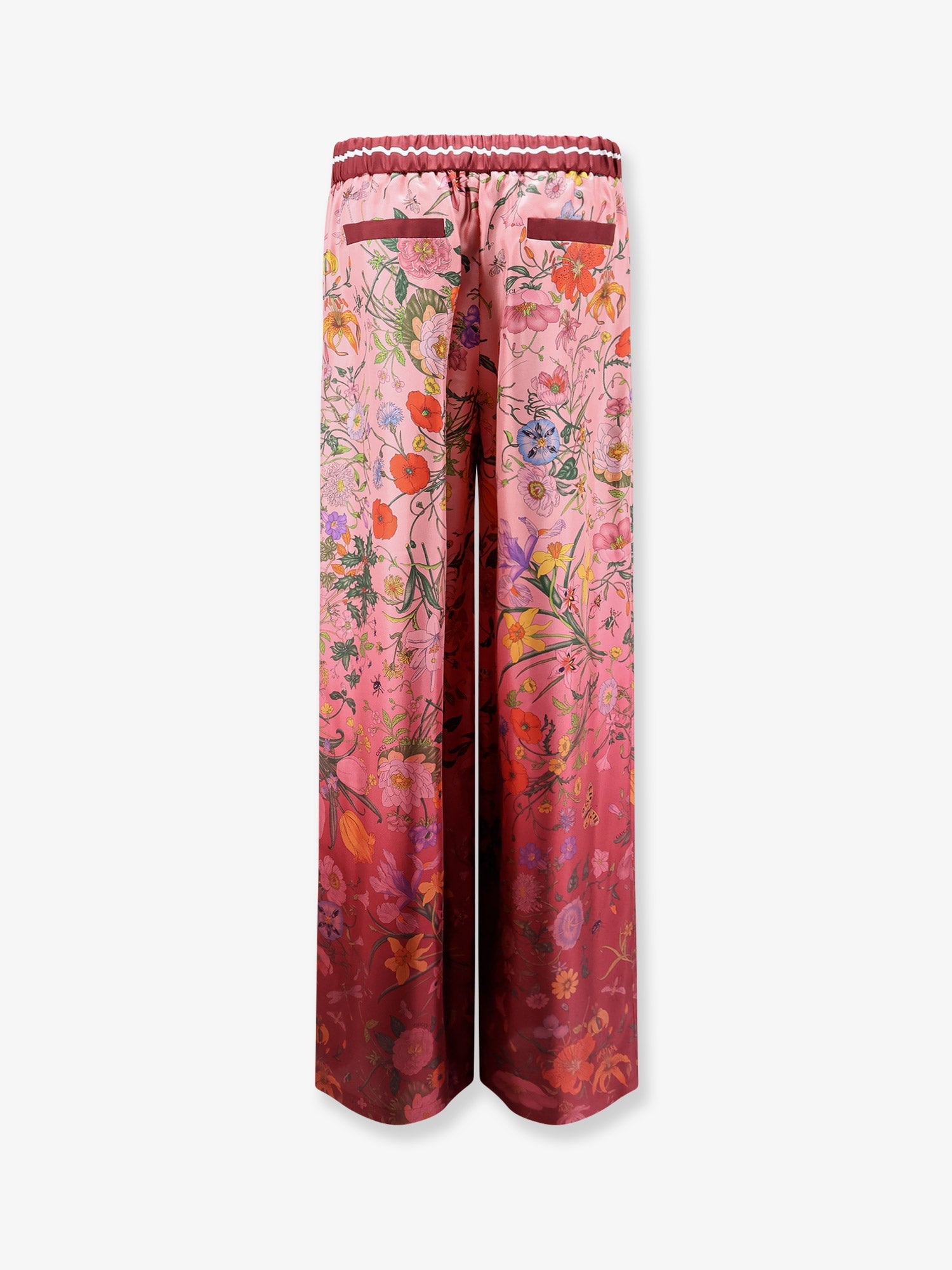 Gucci Silk Trousers With Gucci Flora Print