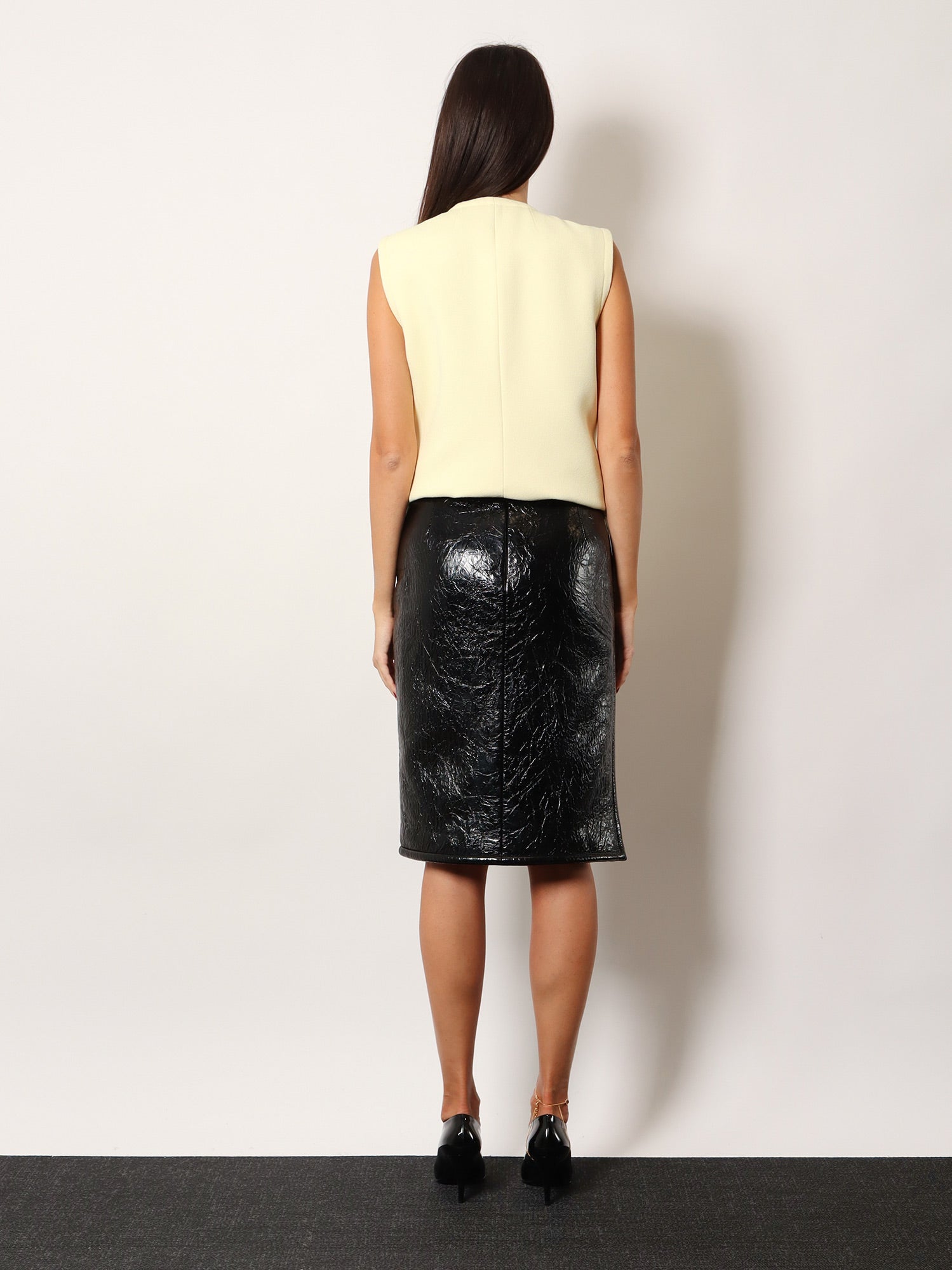 Gucci Shiny Leather And Neoprene Skirt