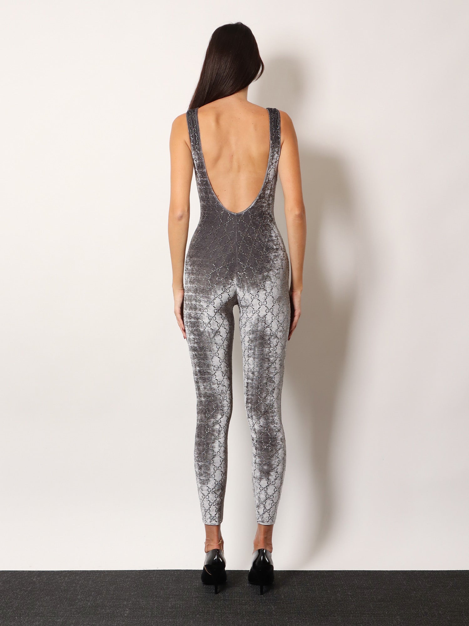 Gucci Stretch Chenille Jumpsuit With All-over Crystals