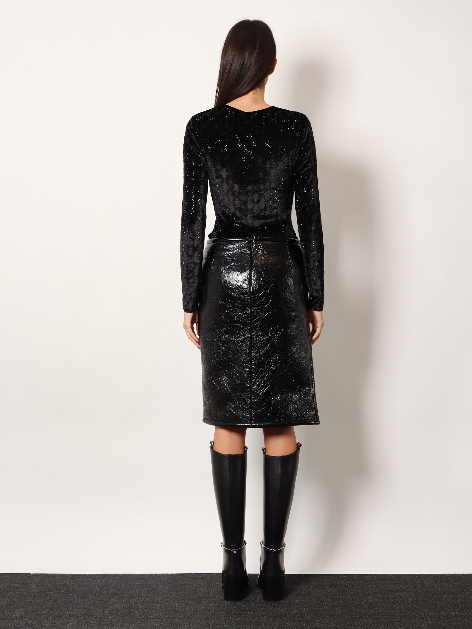 Gucci Chenille Top With All-over Crystal Gg Motif