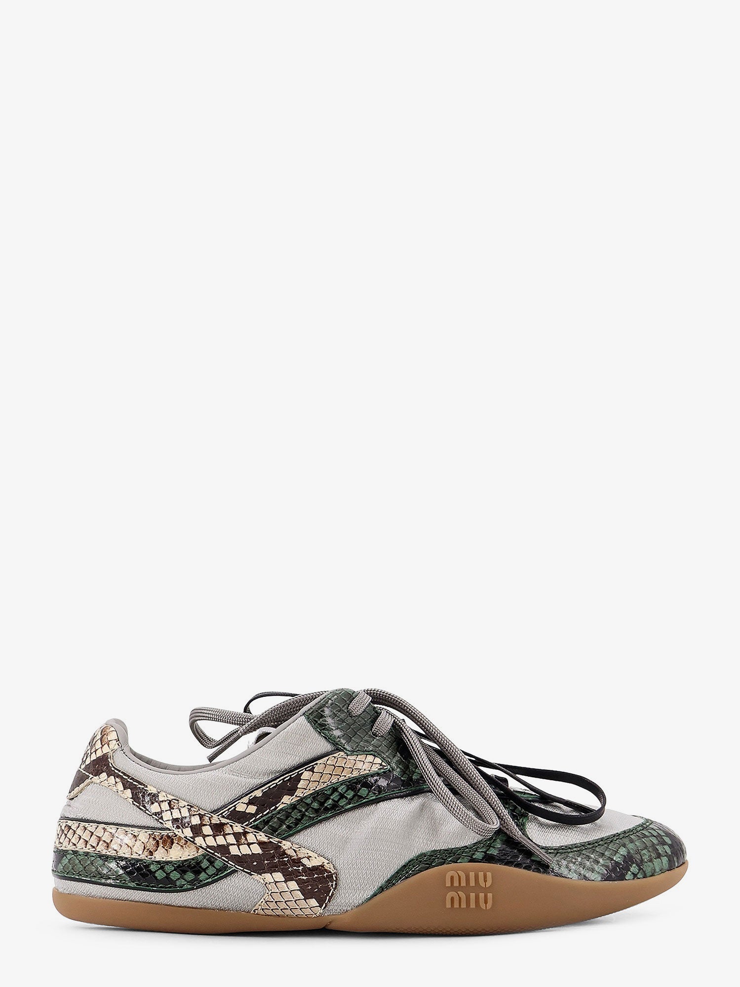 Miu Miu Gymnasium Technical Fabric And Python-print Aisley Sneakers
