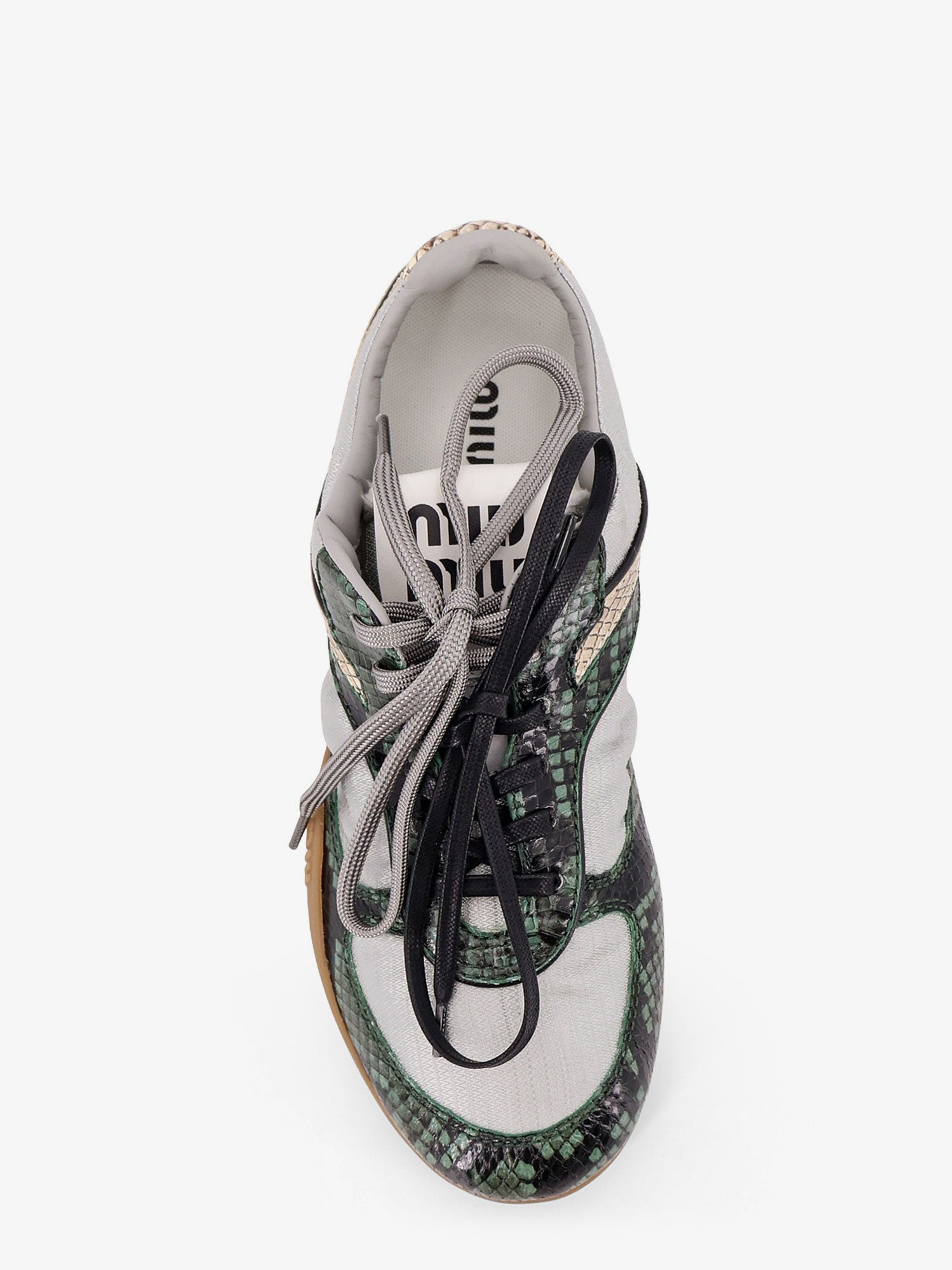 Miu Miu Gymnasium Technical Fabric And Python-print Aisley Sneakers