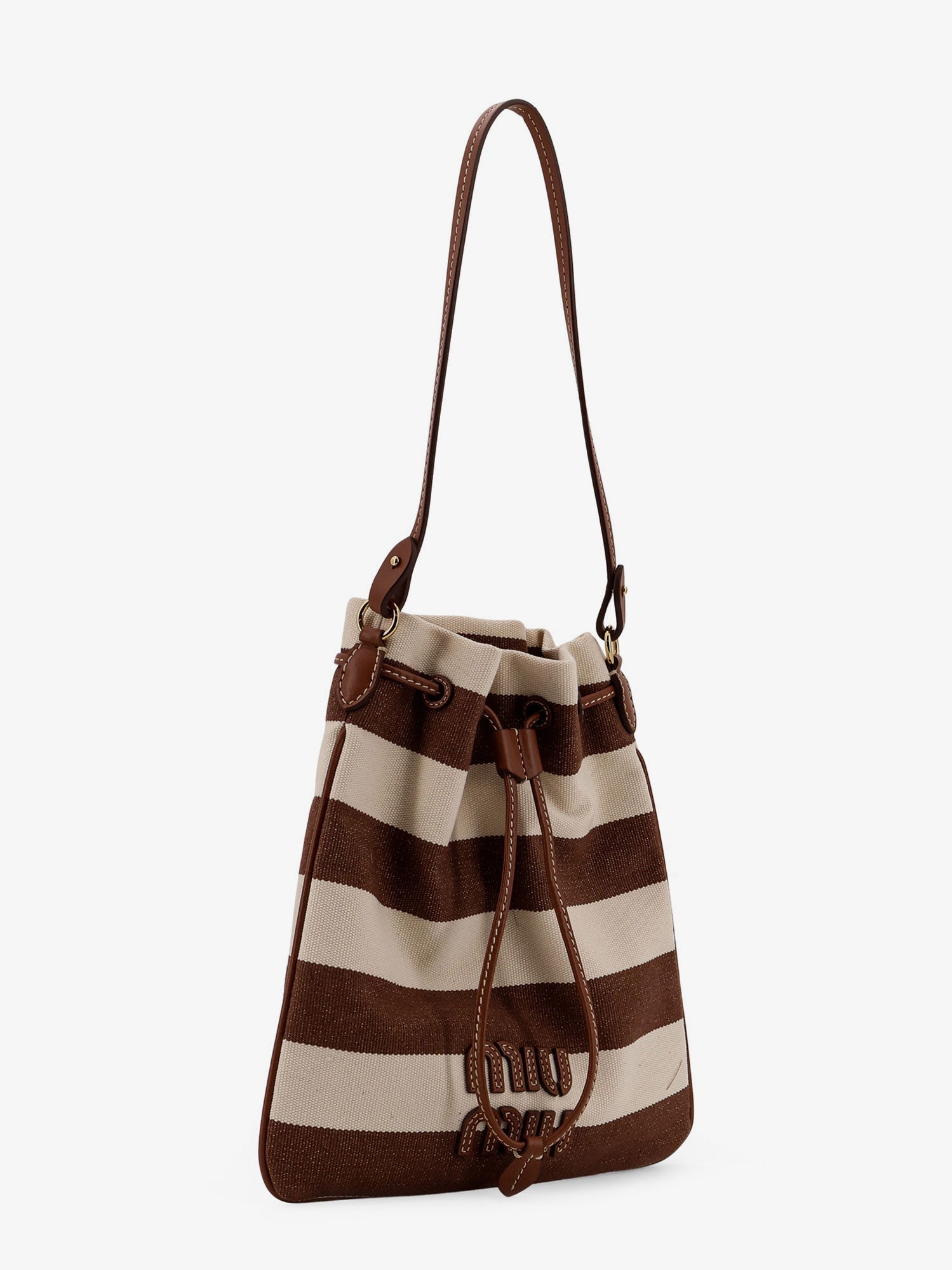 Miu Miu Canvas Striped Bucket Bag