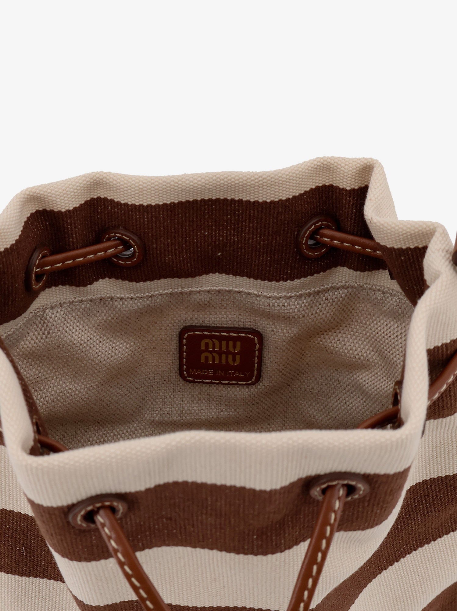 Miu Miu Canvas Striped Bucket Bag