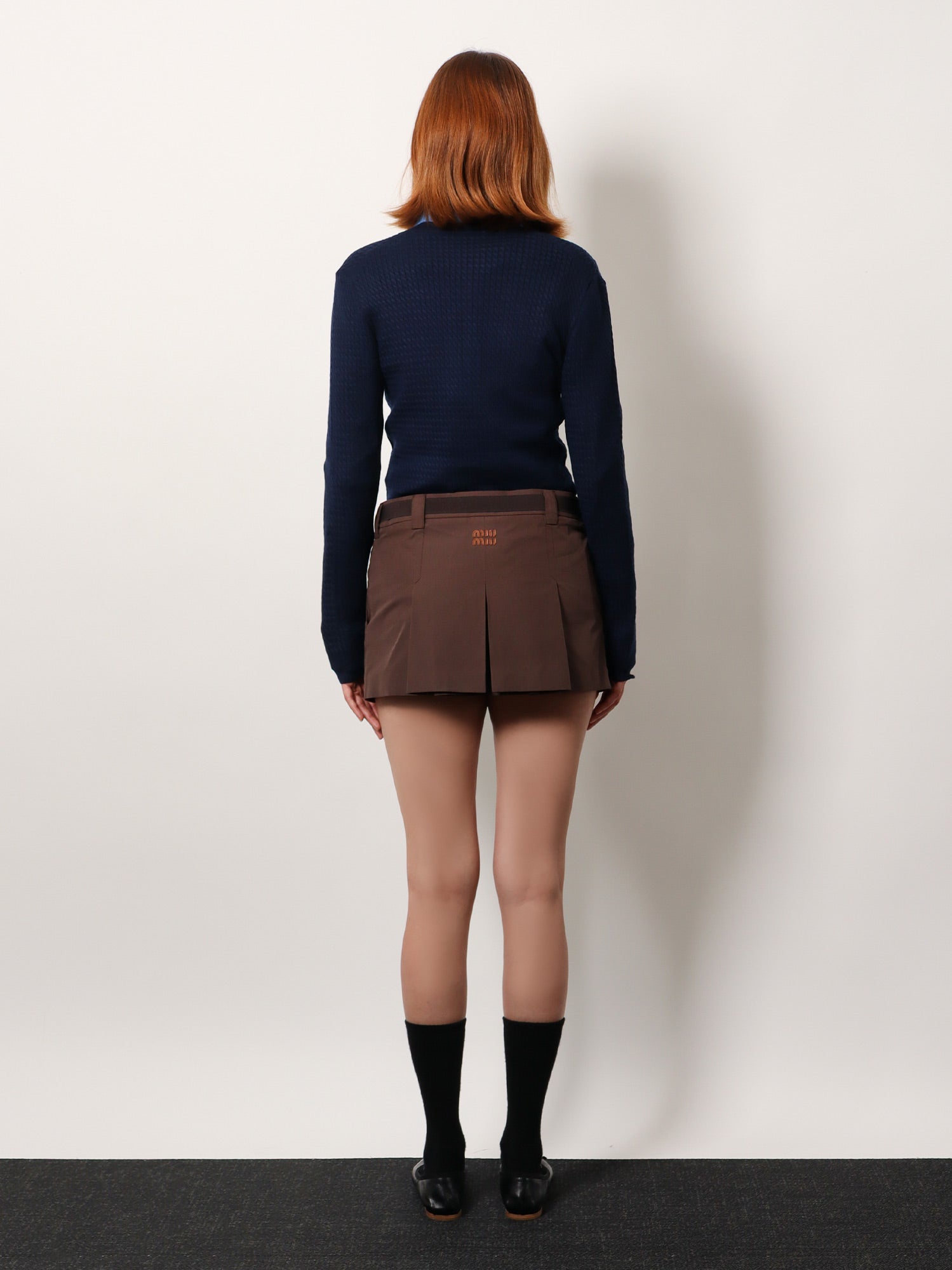 Miu Miu Panama Pleated Mini Skirt With Belt