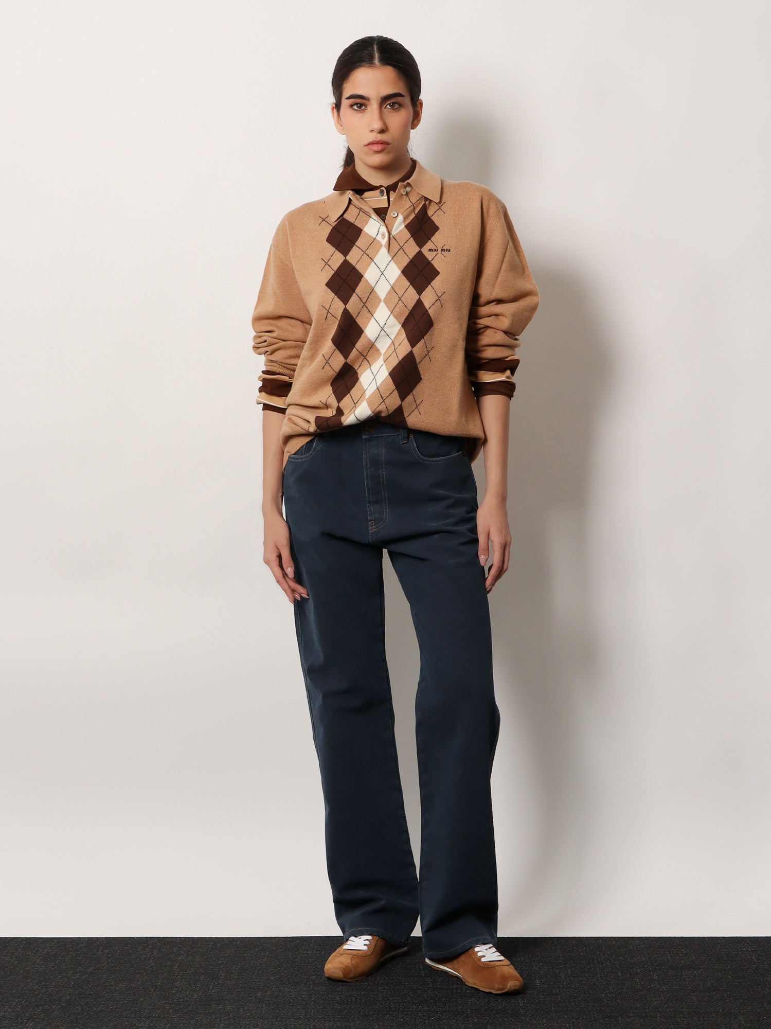 Miu Miu Cashmere Polo Shirt With Miu Miu Embroidery