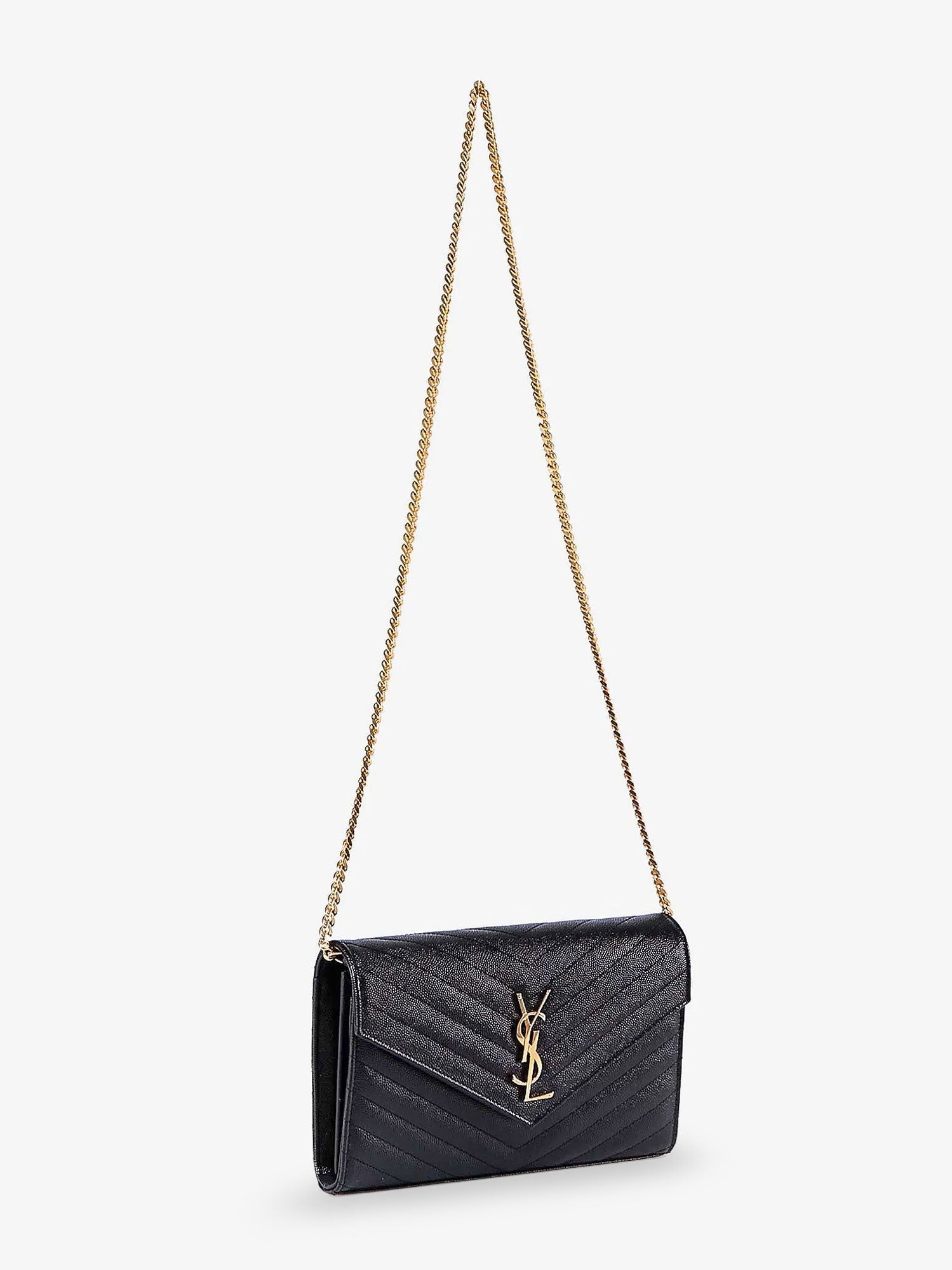 Saint Laurent Pochette Cassandre Grain-de-poudre Leather Clutch With Shoulder Strap