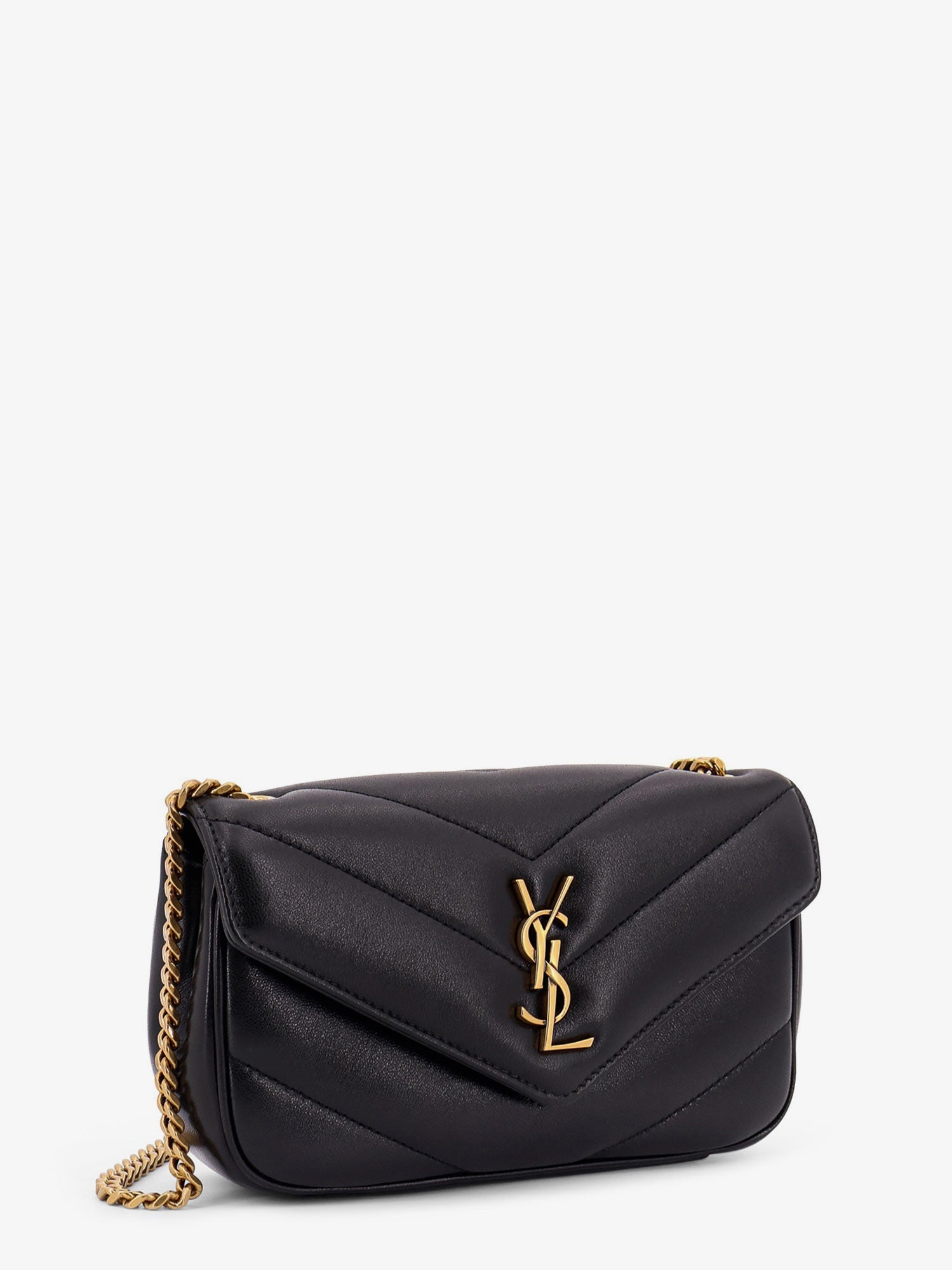 Saint Laurent Loulou Mini Leather Shoulder Bag With Chevron Stitchings