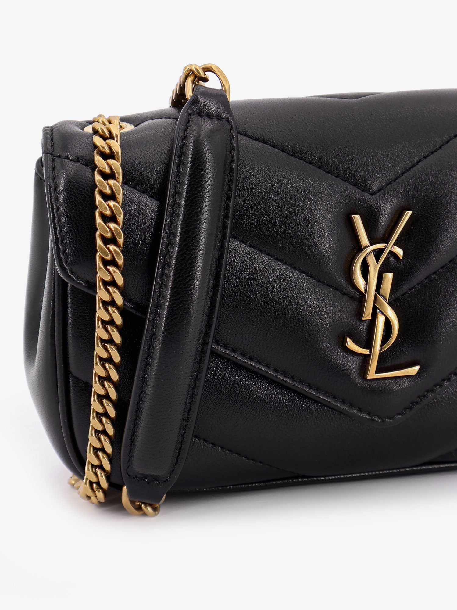 Saint Laurent Loulou Mini Leather Shoulder Bag With Chevron Stitchings