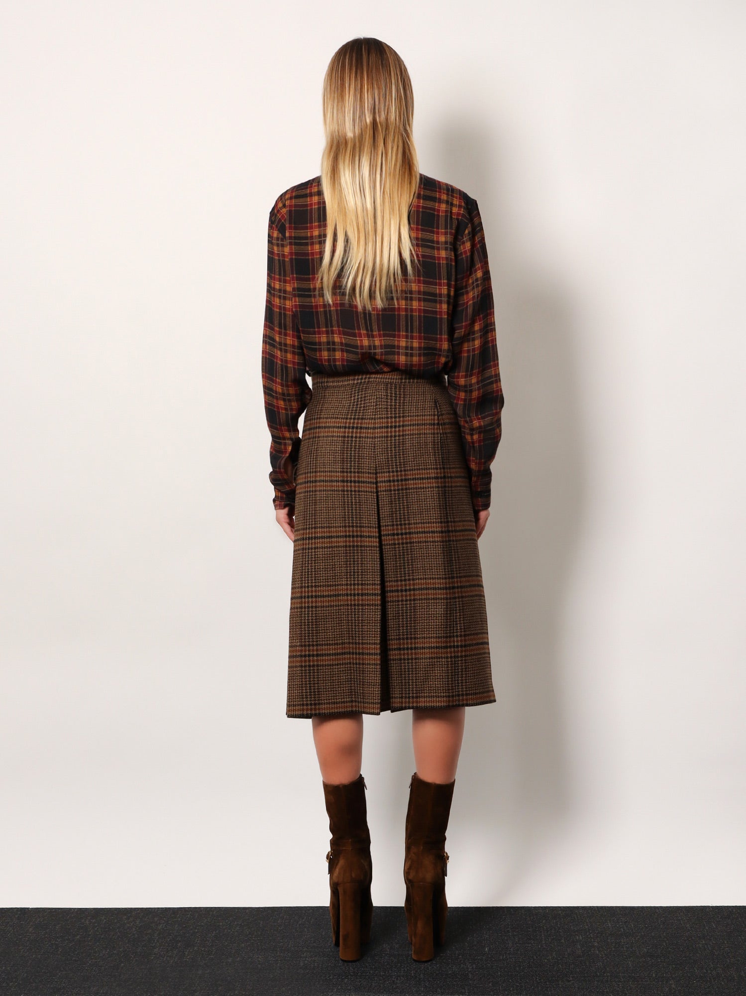 Saint Laurent Prince Of Wales Certified Virgin Wool Skirt