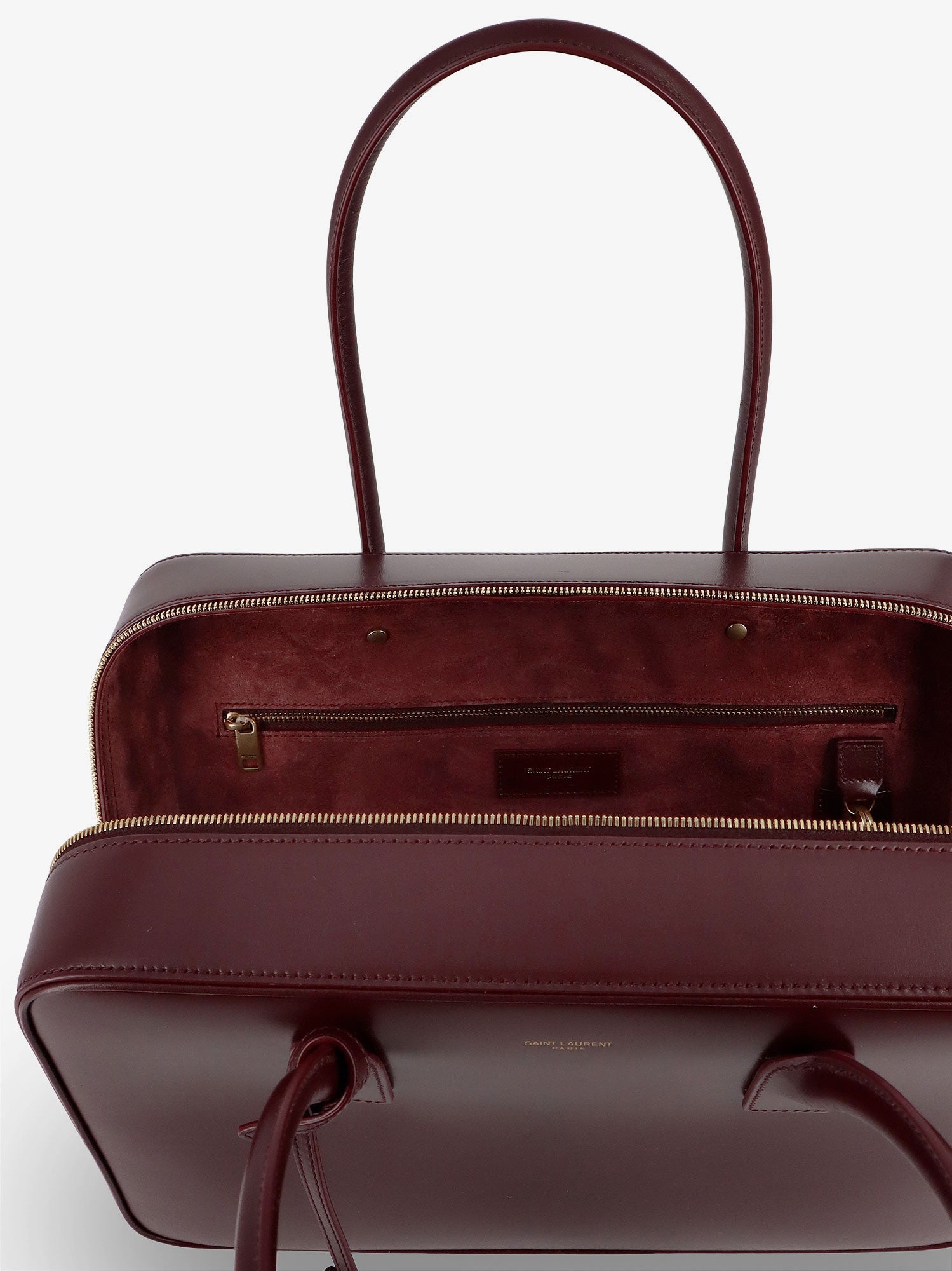 Saint Laurent Sac De Jour In Box Leather Handbag With Metal Lock Detail