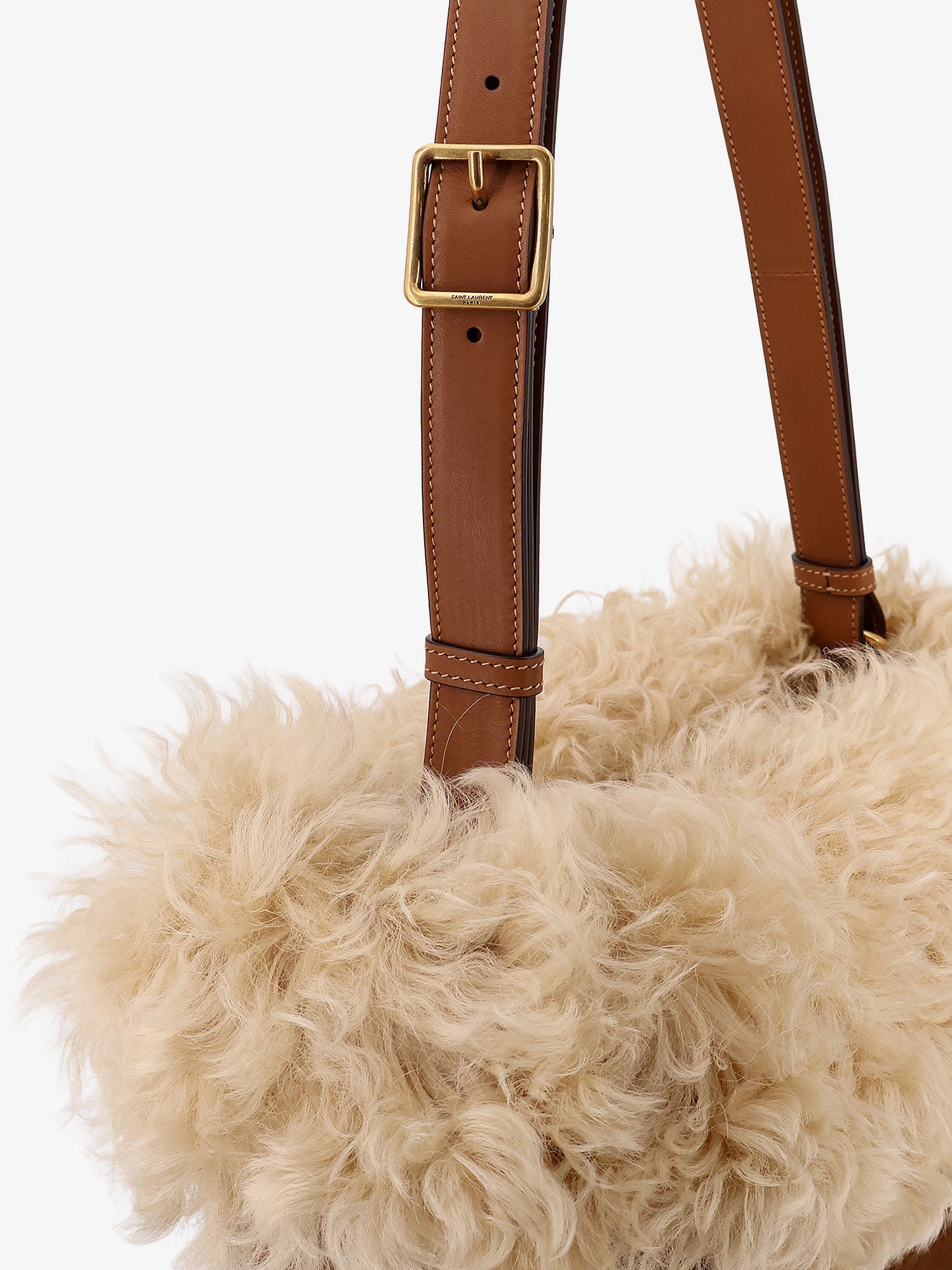 Saint Laurent Suede Shoulder Bag With Shearling Profile
