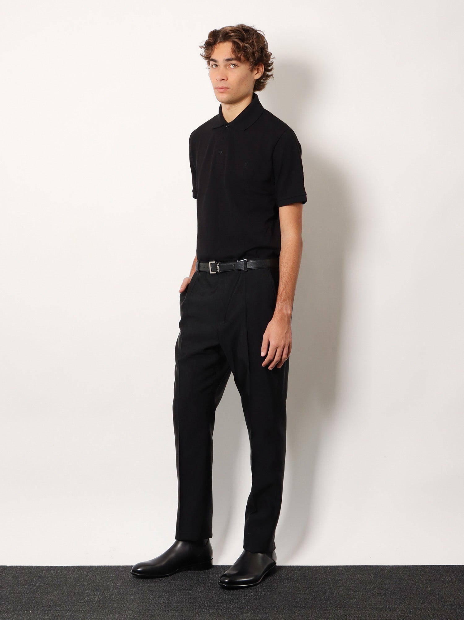 Saint Laurent Cotton Blend Polo Shirt With Cassandre Embroidery