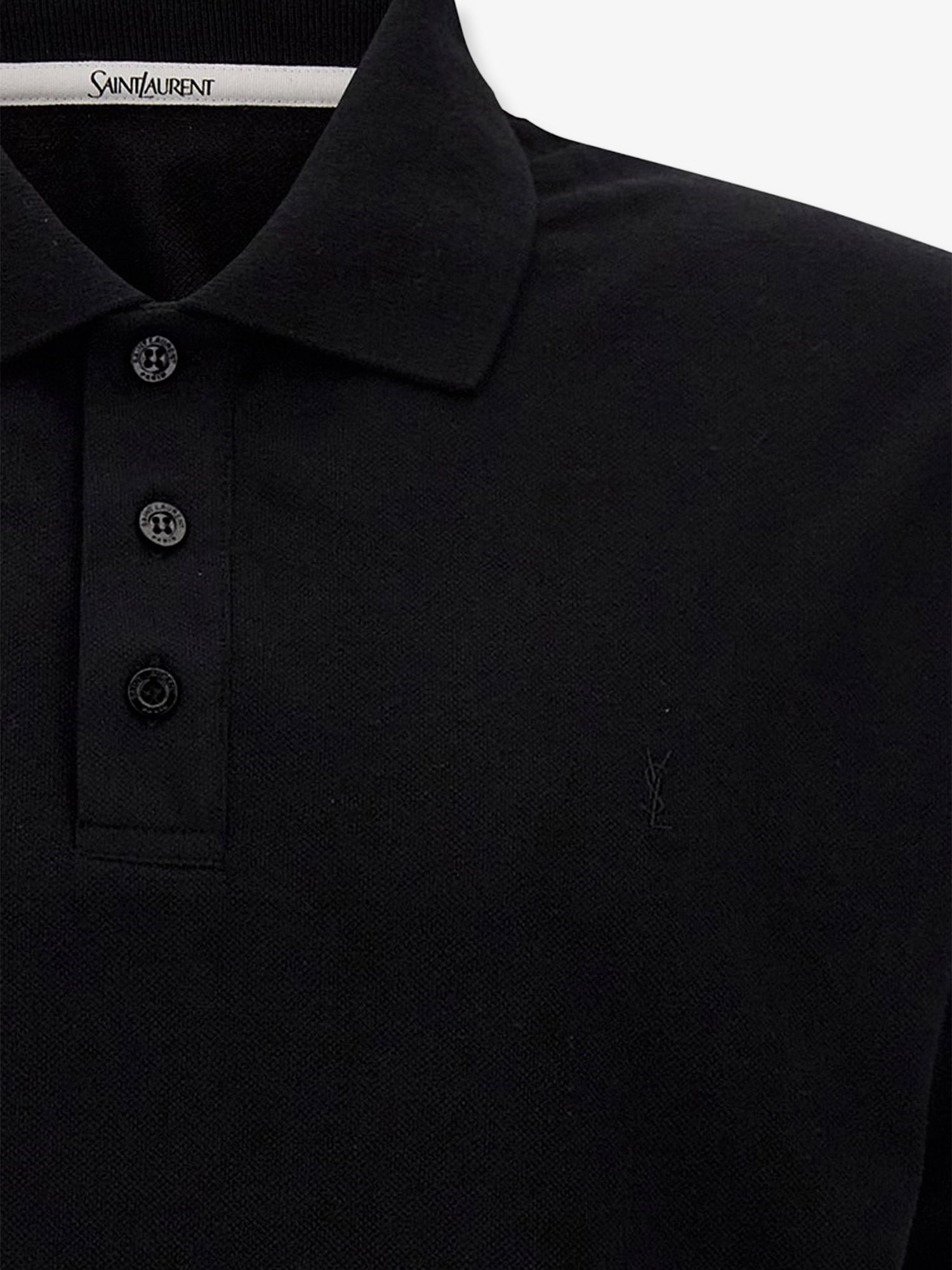Saint Laurent Cotton Blend Polo Shirt With Cassandre Embroidery
