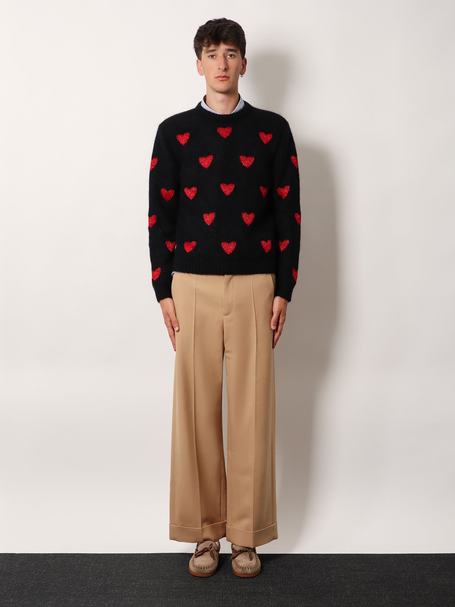 Valentino Wool And Mohair Sweater With Lurex Hearts