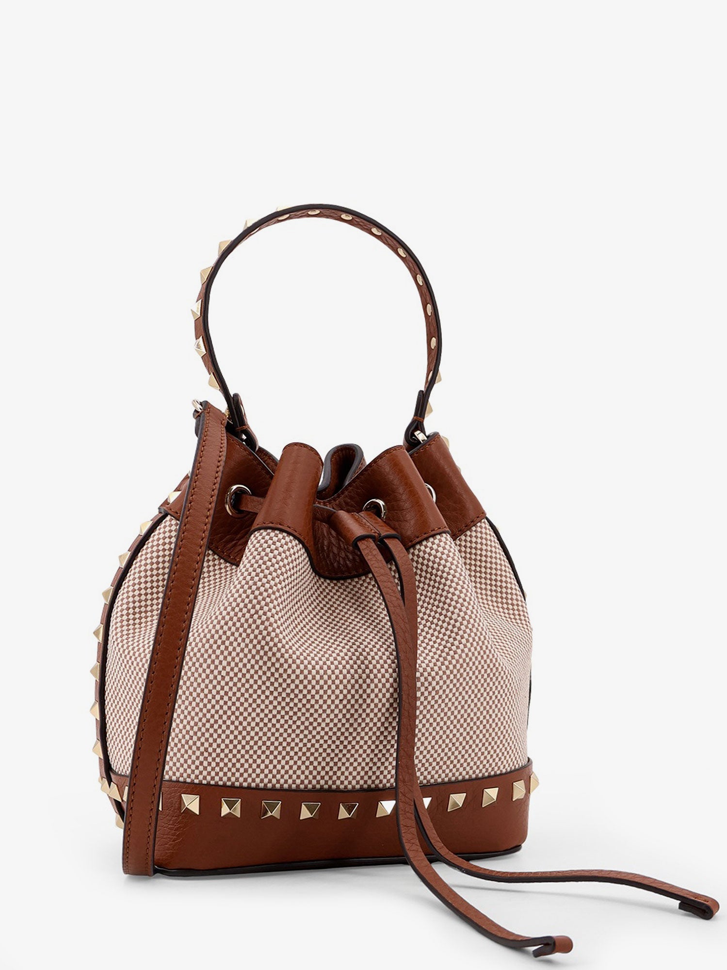 Valentino Rockstud Spike Canvas And Leather Shoulder Bag