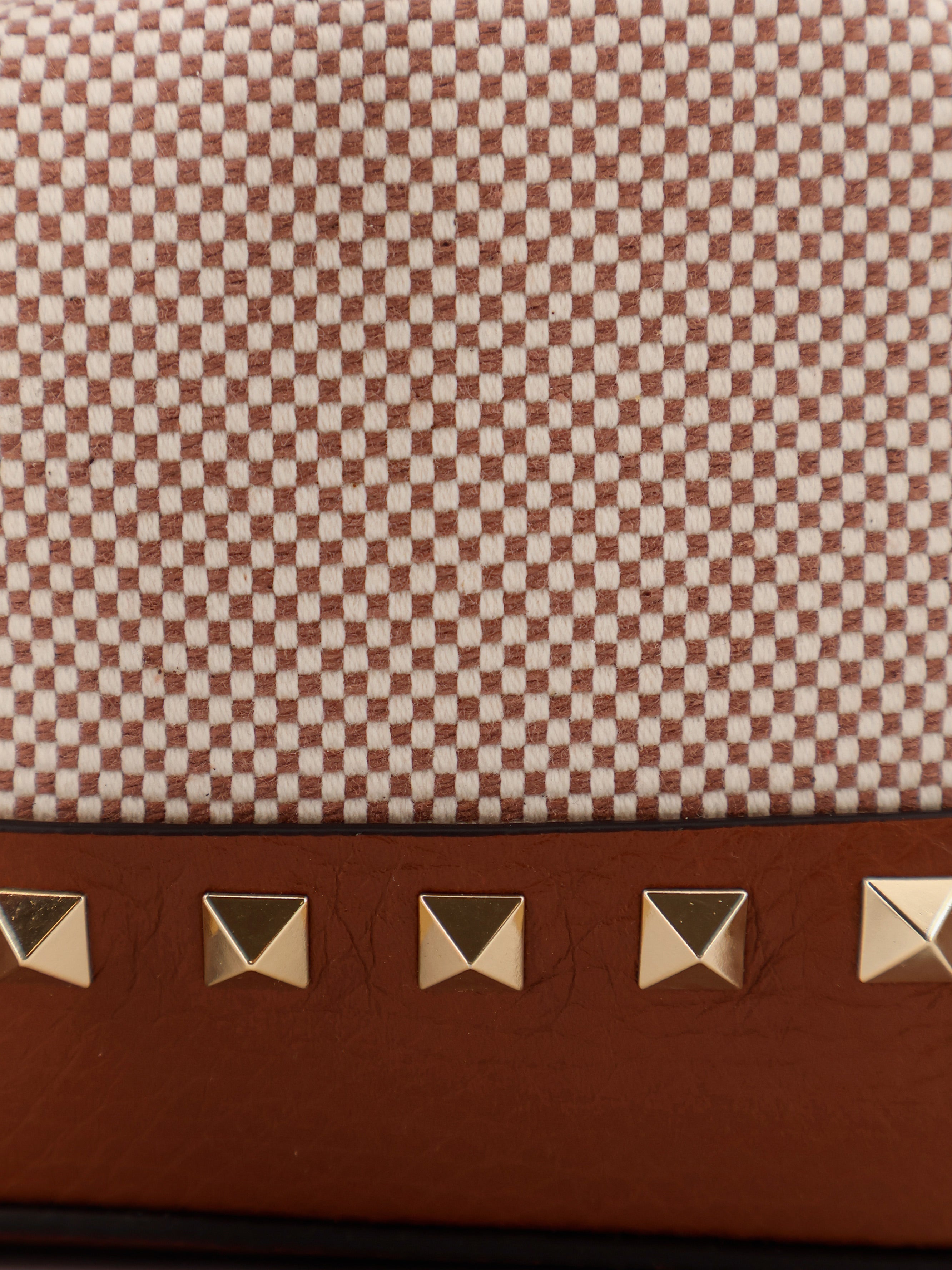 Valentino Rockstud Spike Canvas And Leather Shoulder Bag