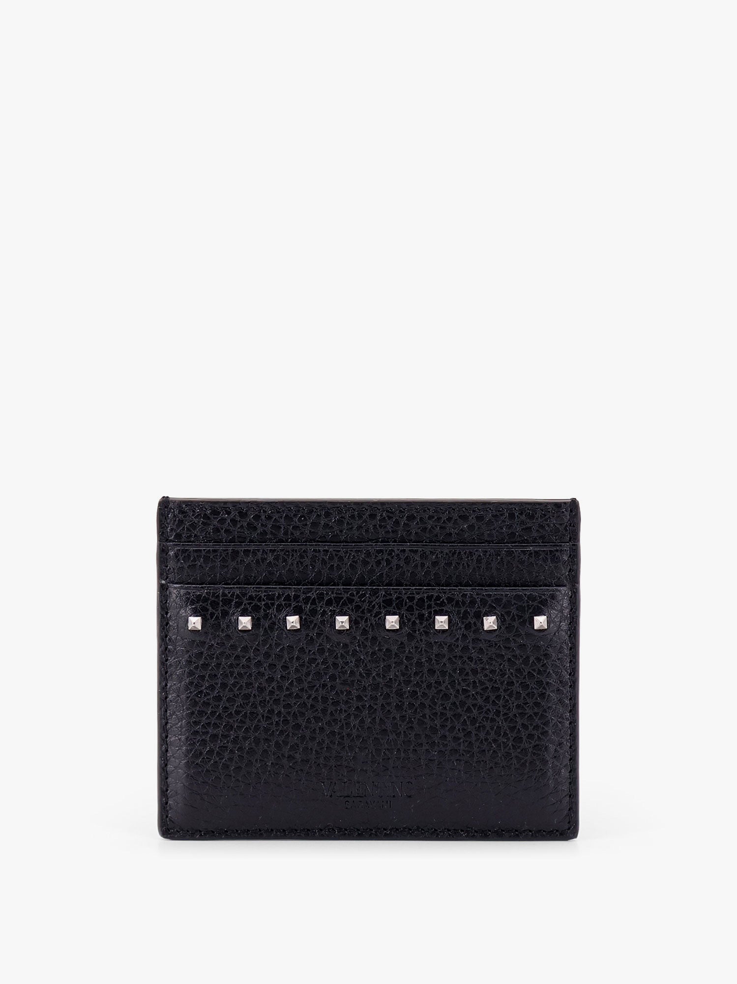 Valentino Leather Card Holder With Stud Detail