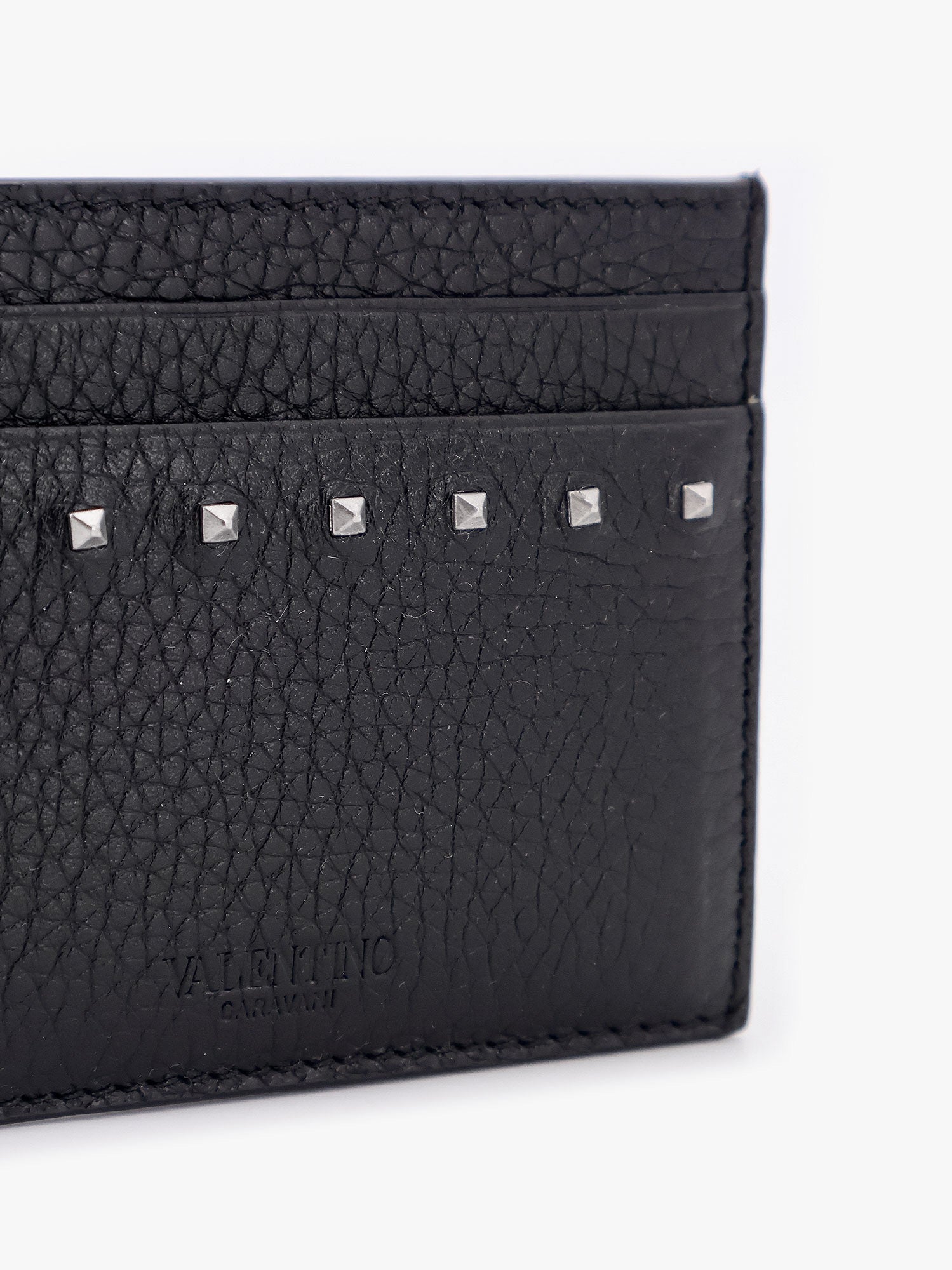 Valentino Leather Card Holder With Stud Detail