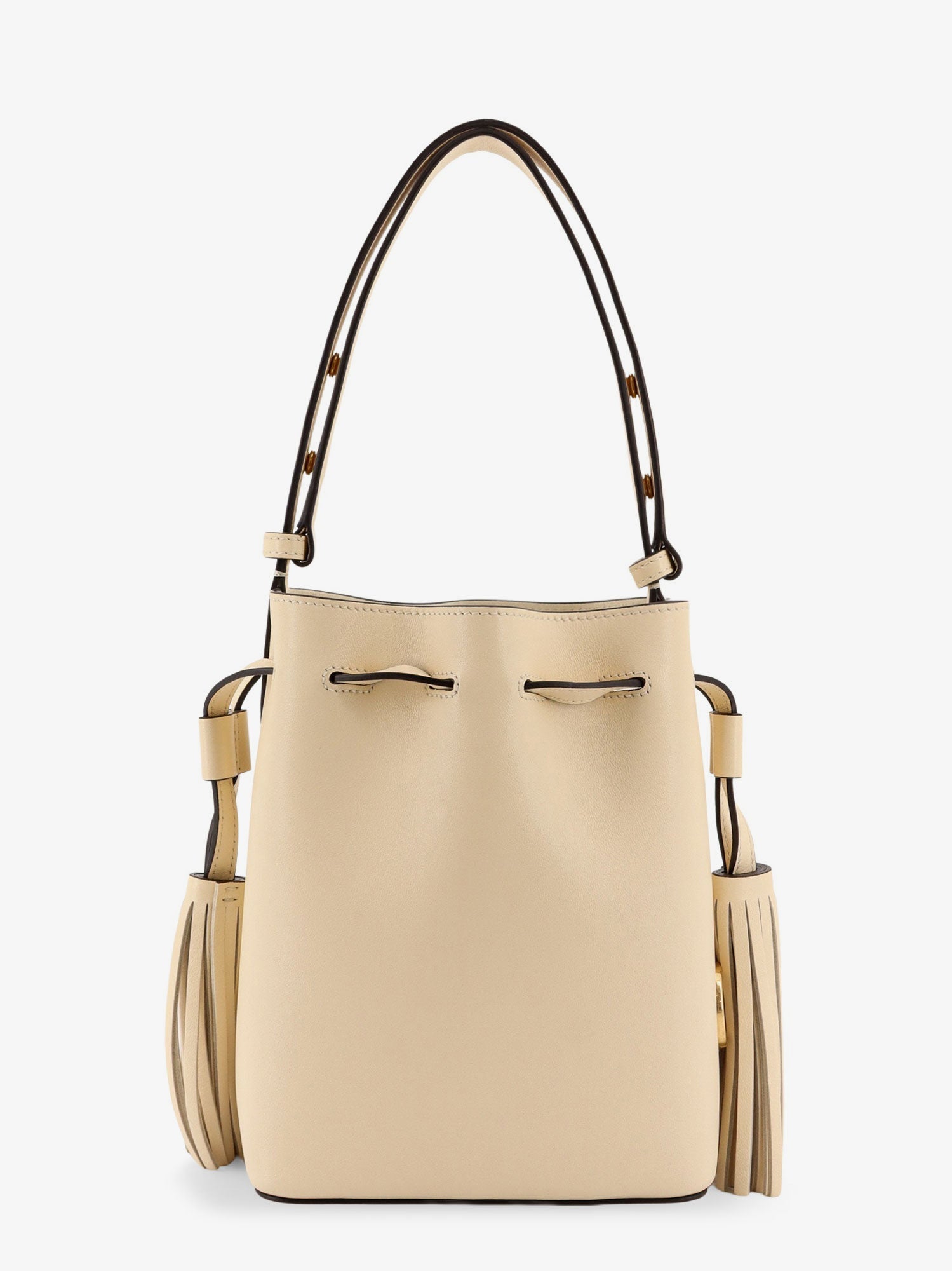 Valentino Leather Bucket Bag With Metal Vlogo Signature