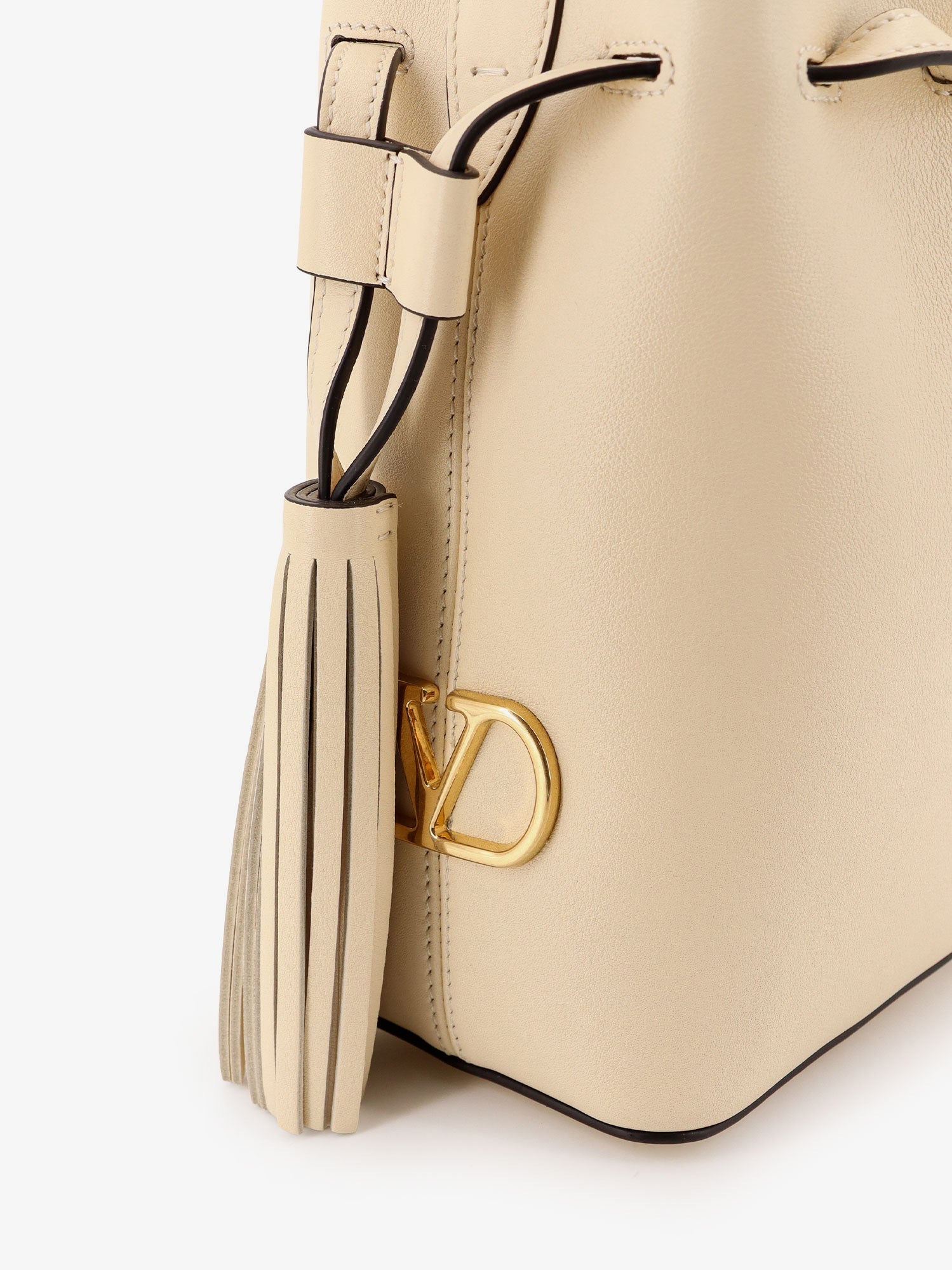 Valentino Leather Bucket Bag With Metal Vlogo Signature