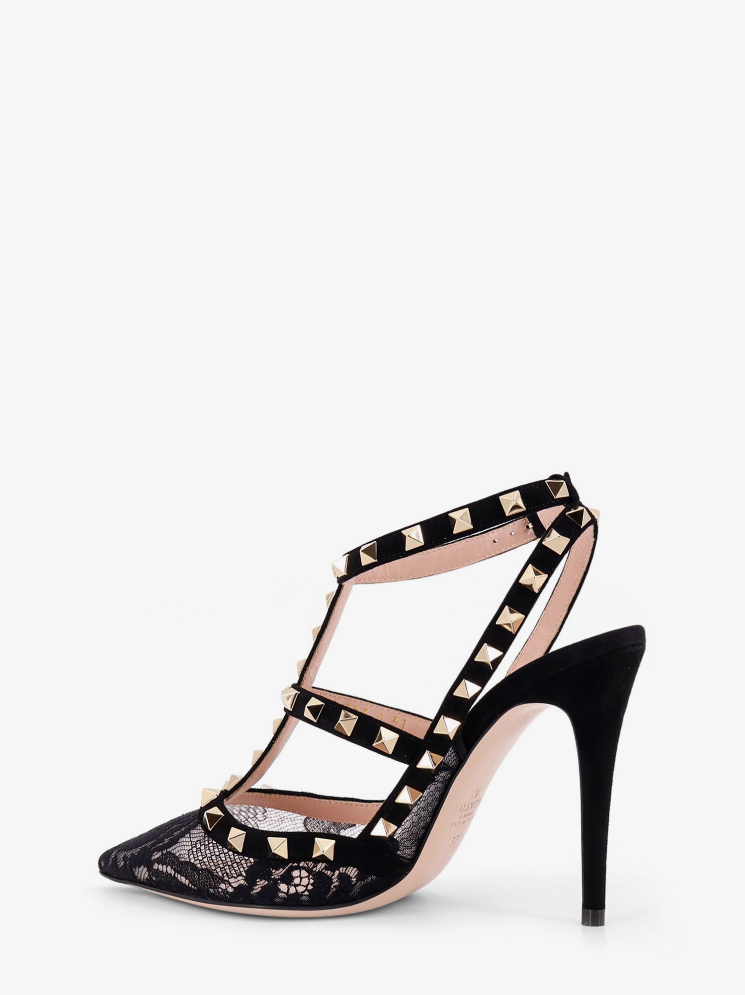 Valentino Rockstud Suede And Lace Pumps