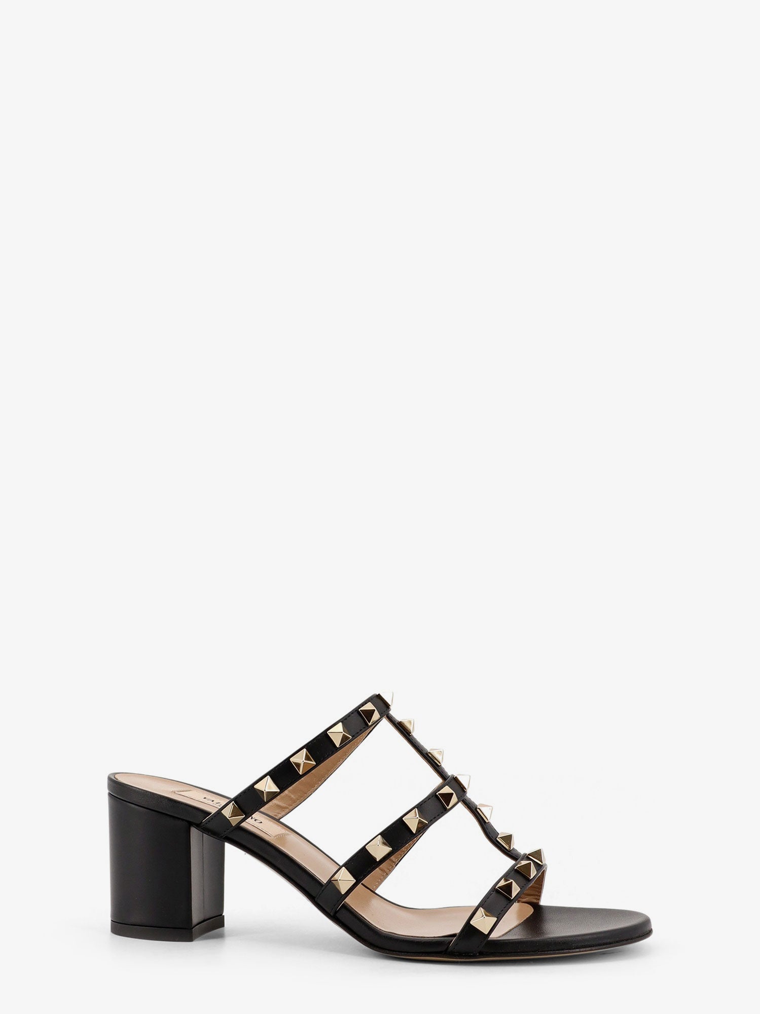 Valentino Rockstud Slide Leather Sandals