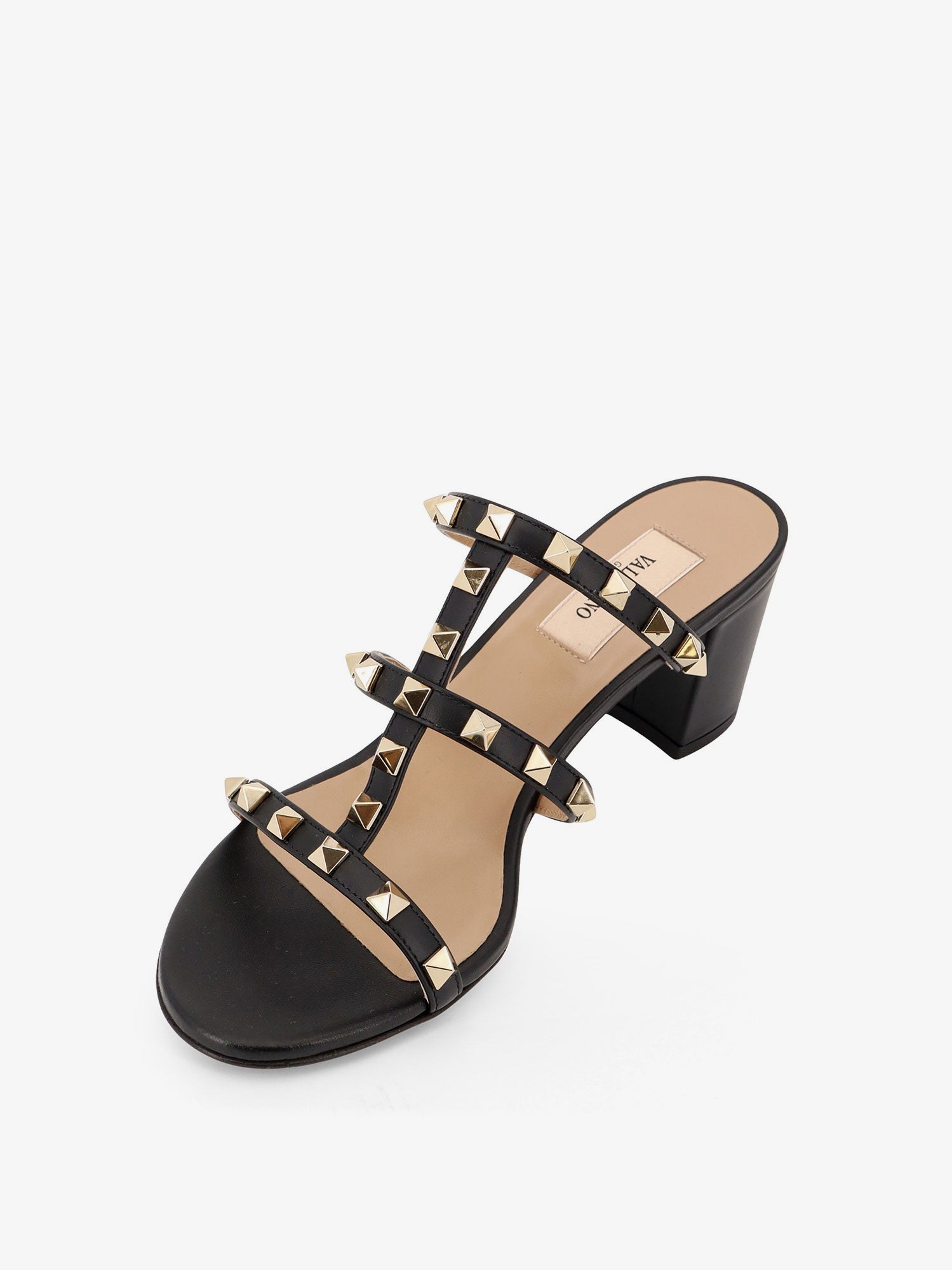 Valentino Rockstud Slide Leather Sandals