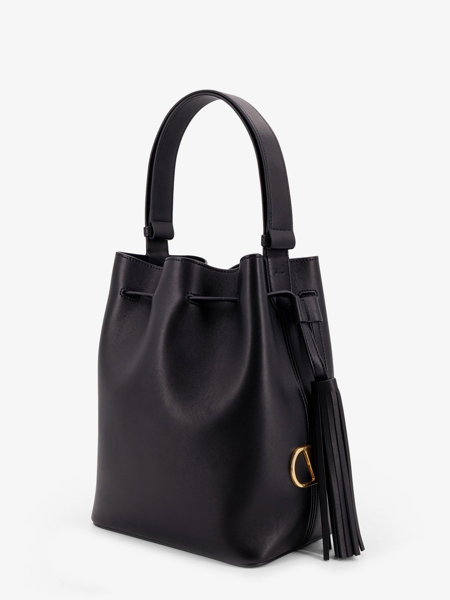 Valentino So Seau Leather Bucket Bag With Meatl Vlogo