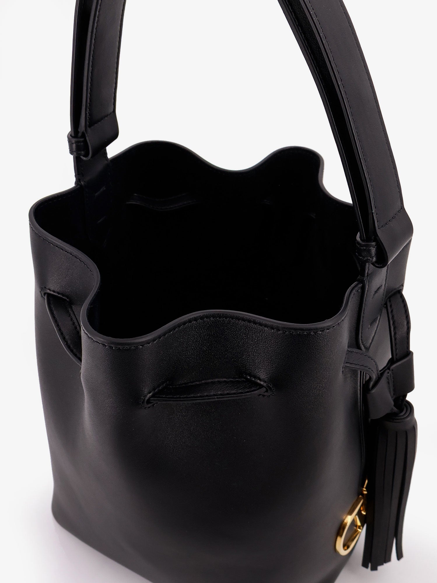 Valentino So Seau Leather Bucket Bag With Meatl Vlogo