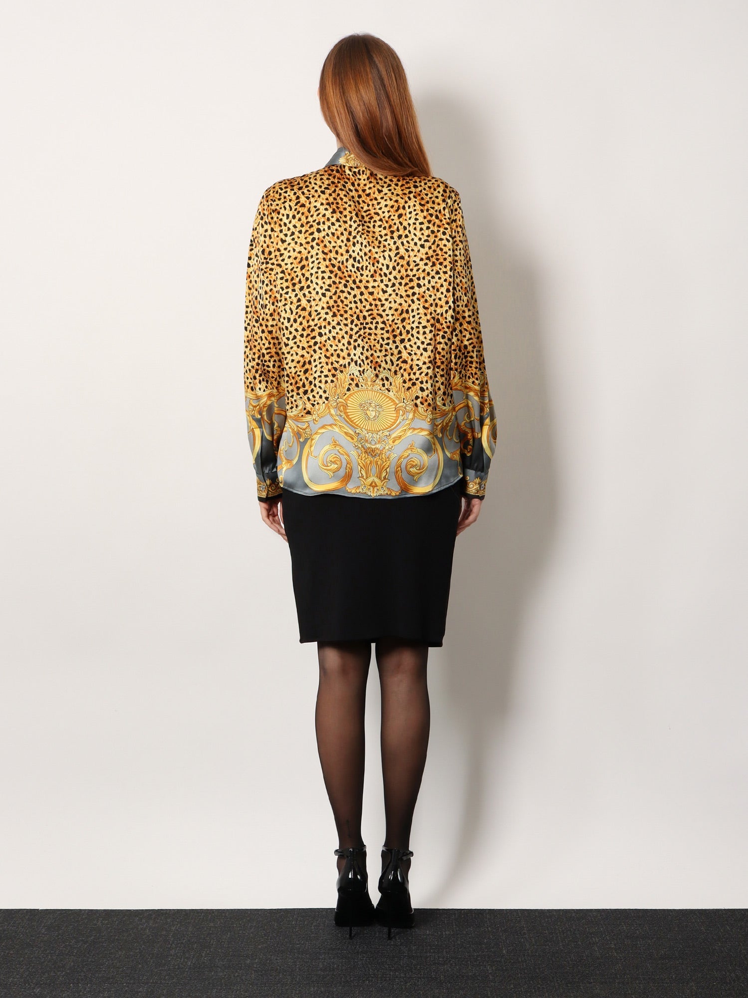 Versace Cheetah Foulard Lavallière Silk Shirt