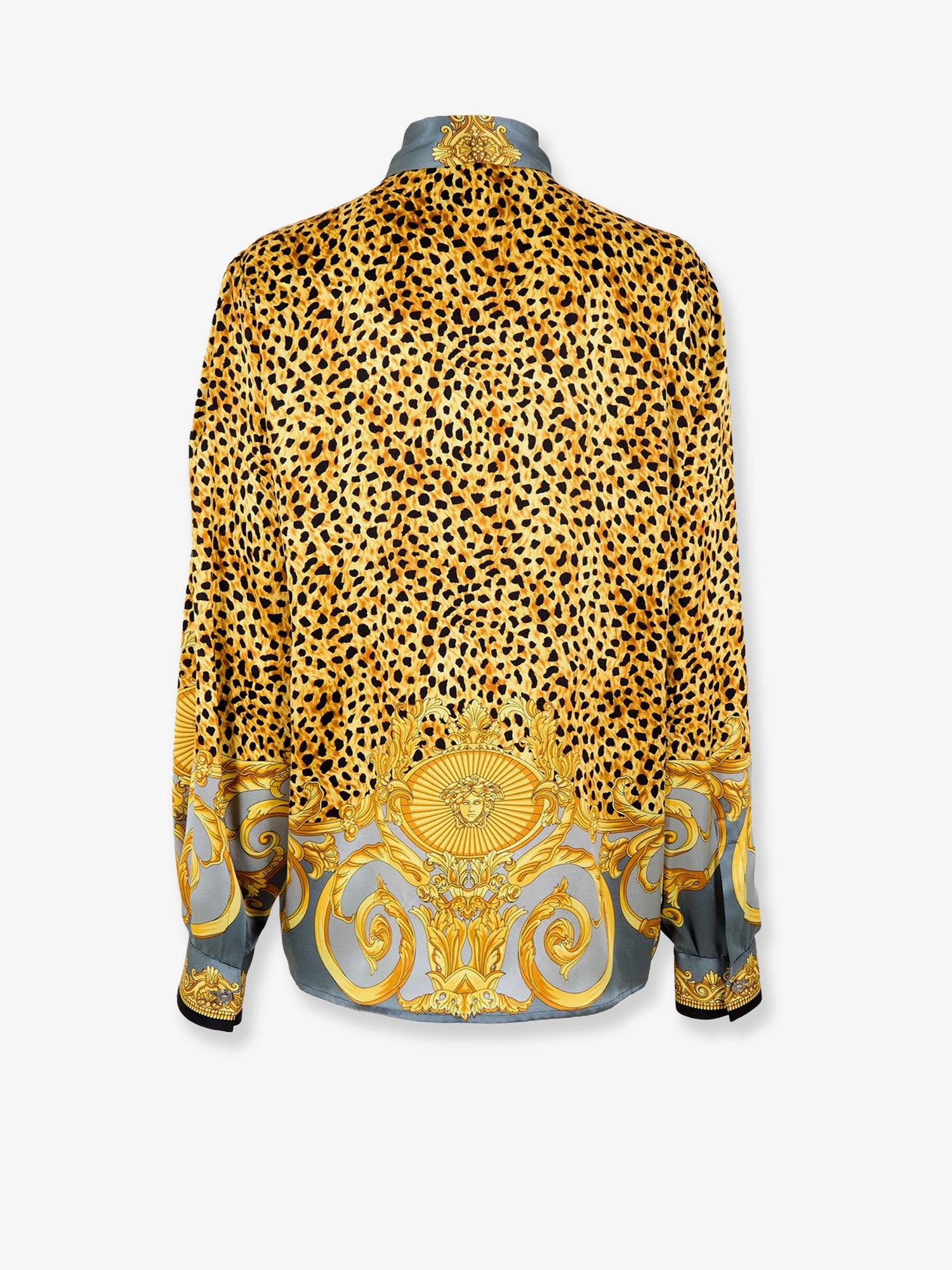 Versace Cheetah Foulard Lavallière Silk Shirt